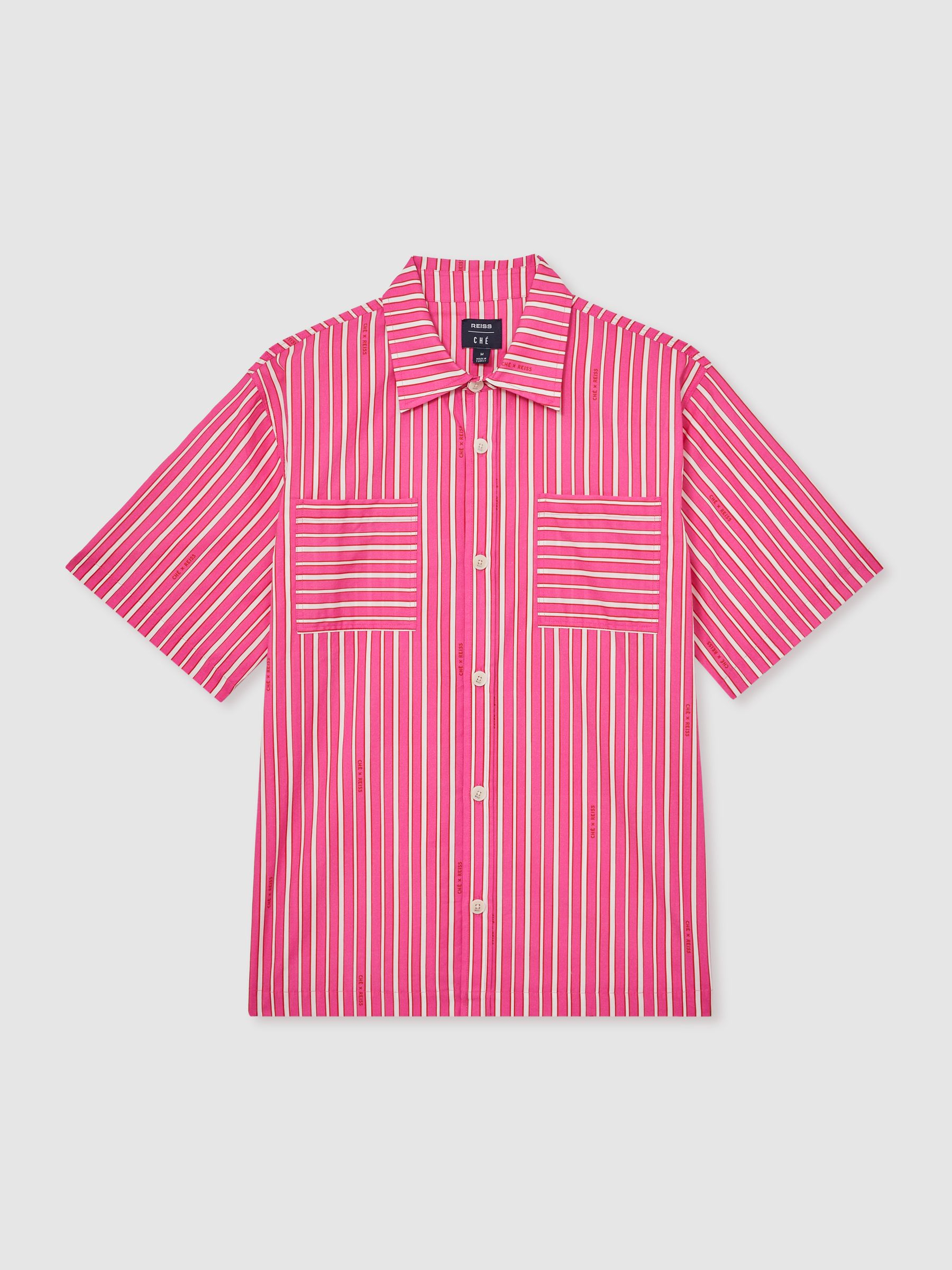 Reiss | Ché Poplin Stripe Shirt in Soft Pink/White