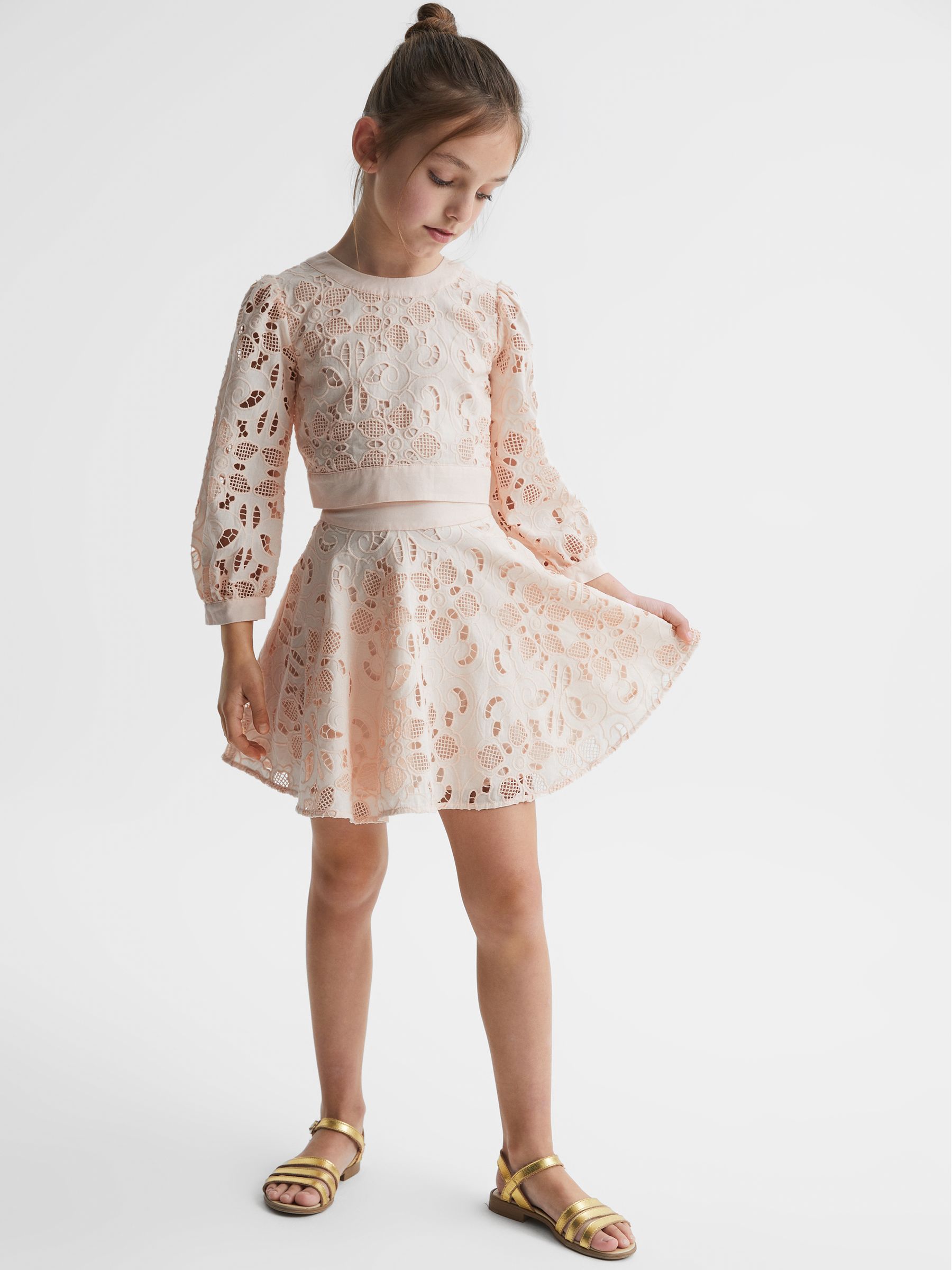 Lace High Rise Mini Skirt in Pink
