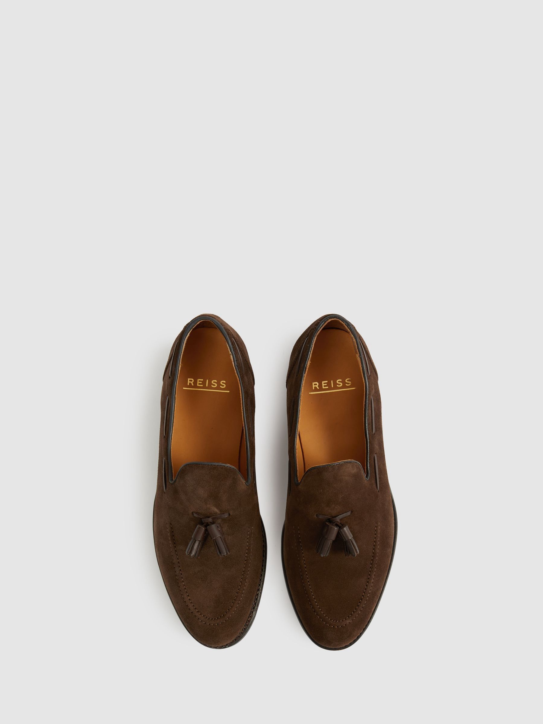 Tasselled Suede Loafers in Dark Brown