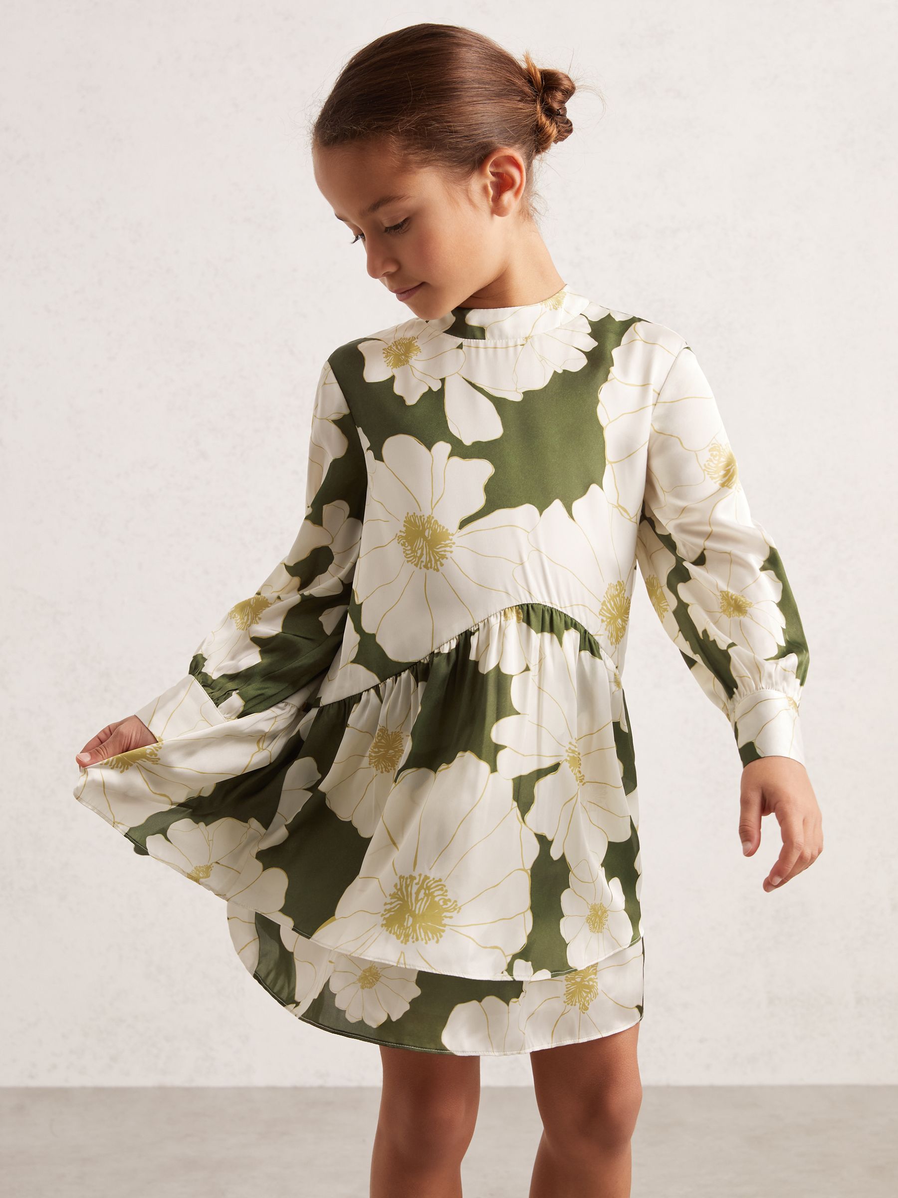 3-9 yrs Floral-Print Swing Dress in Green