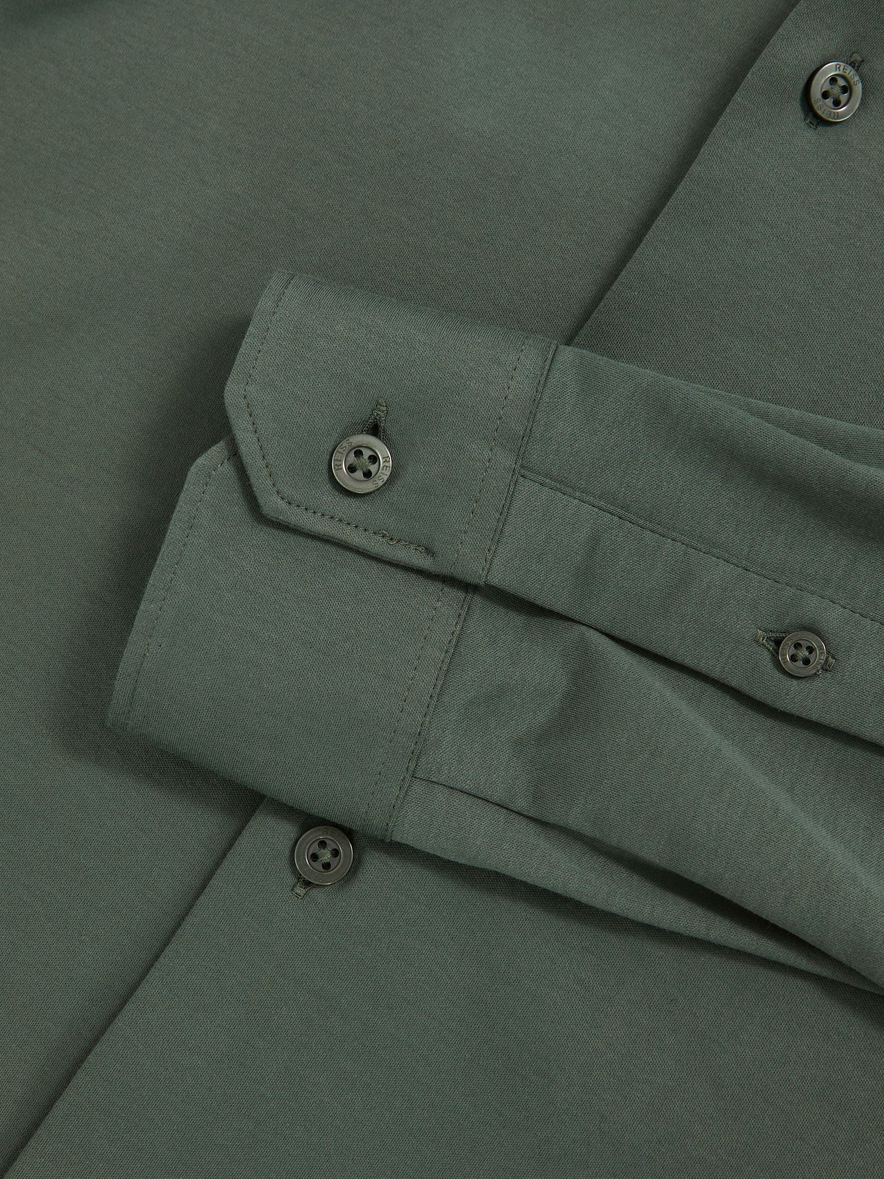 Air-Water Cotton Button-Through Shirt in Kale Green