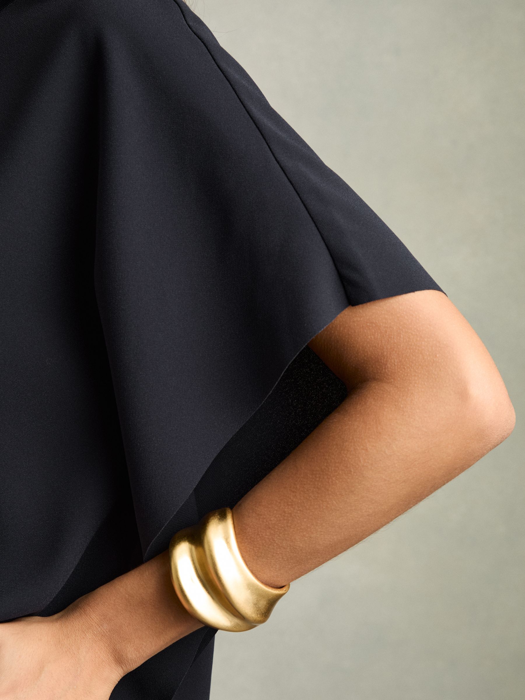 Draped Sleeve Top in Navy