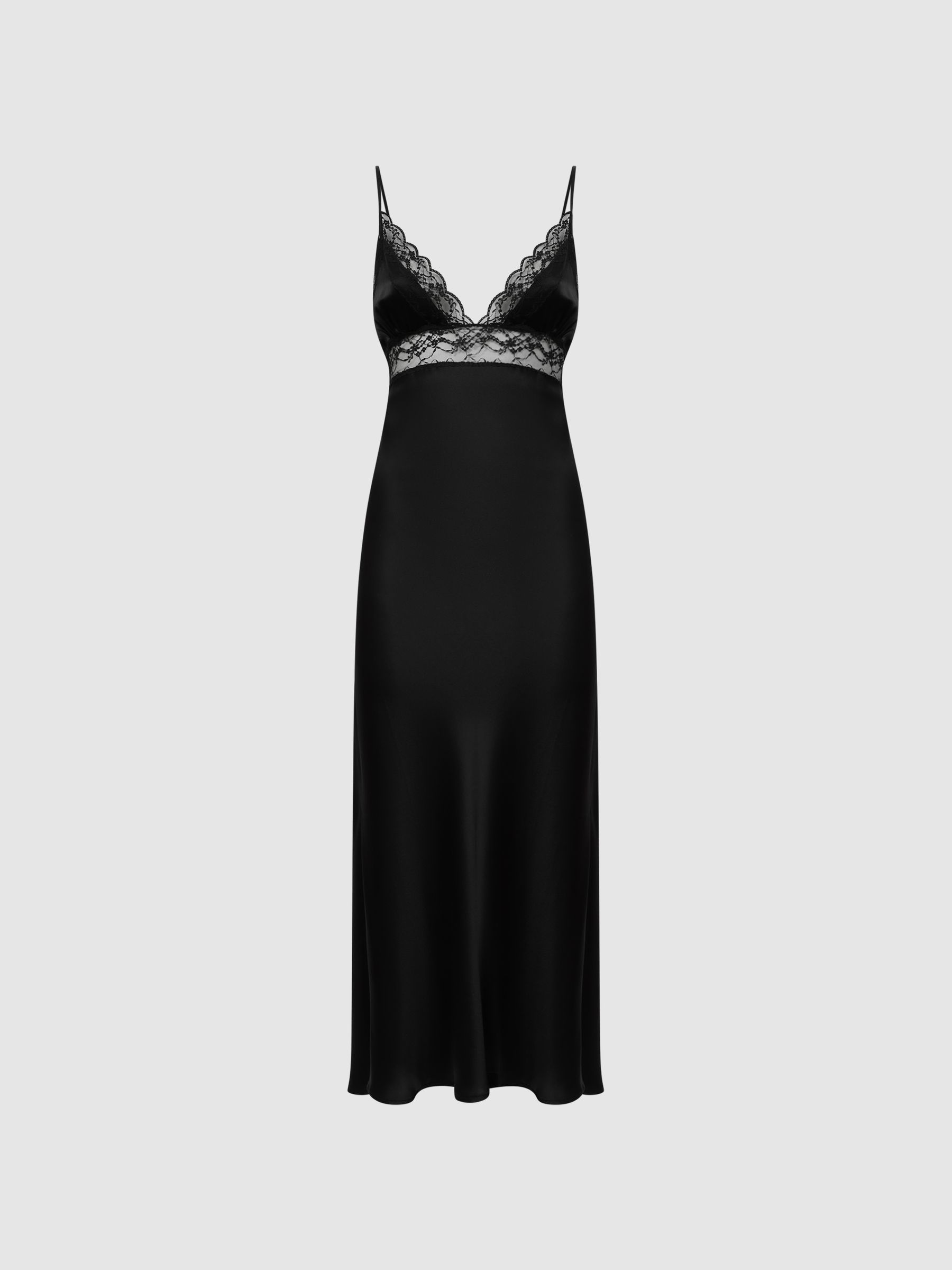 Maison Essentiele Silk Lace Midi Dress in Black