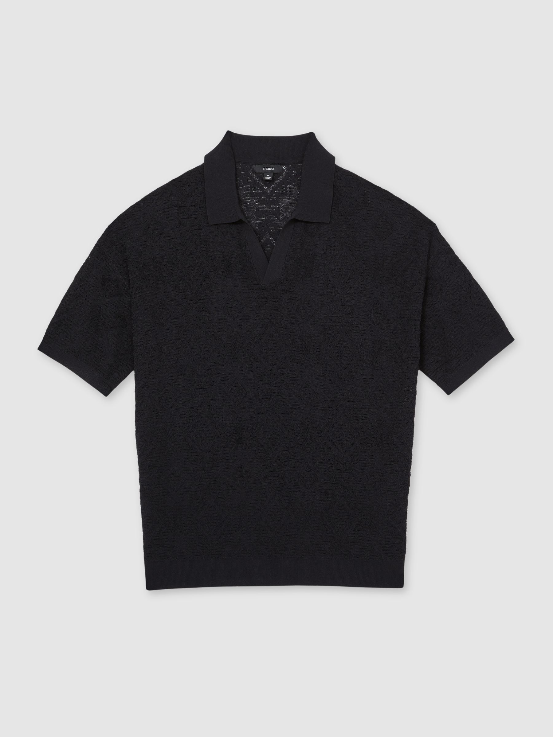 Jacquard Loop-Stitch Polo Shirt in Navy