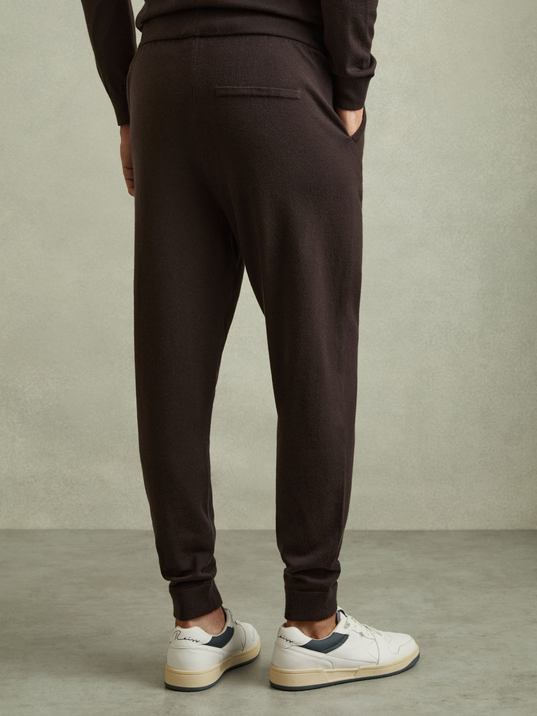Merino Wool Blend Drawstring Joggers in Coco Brown