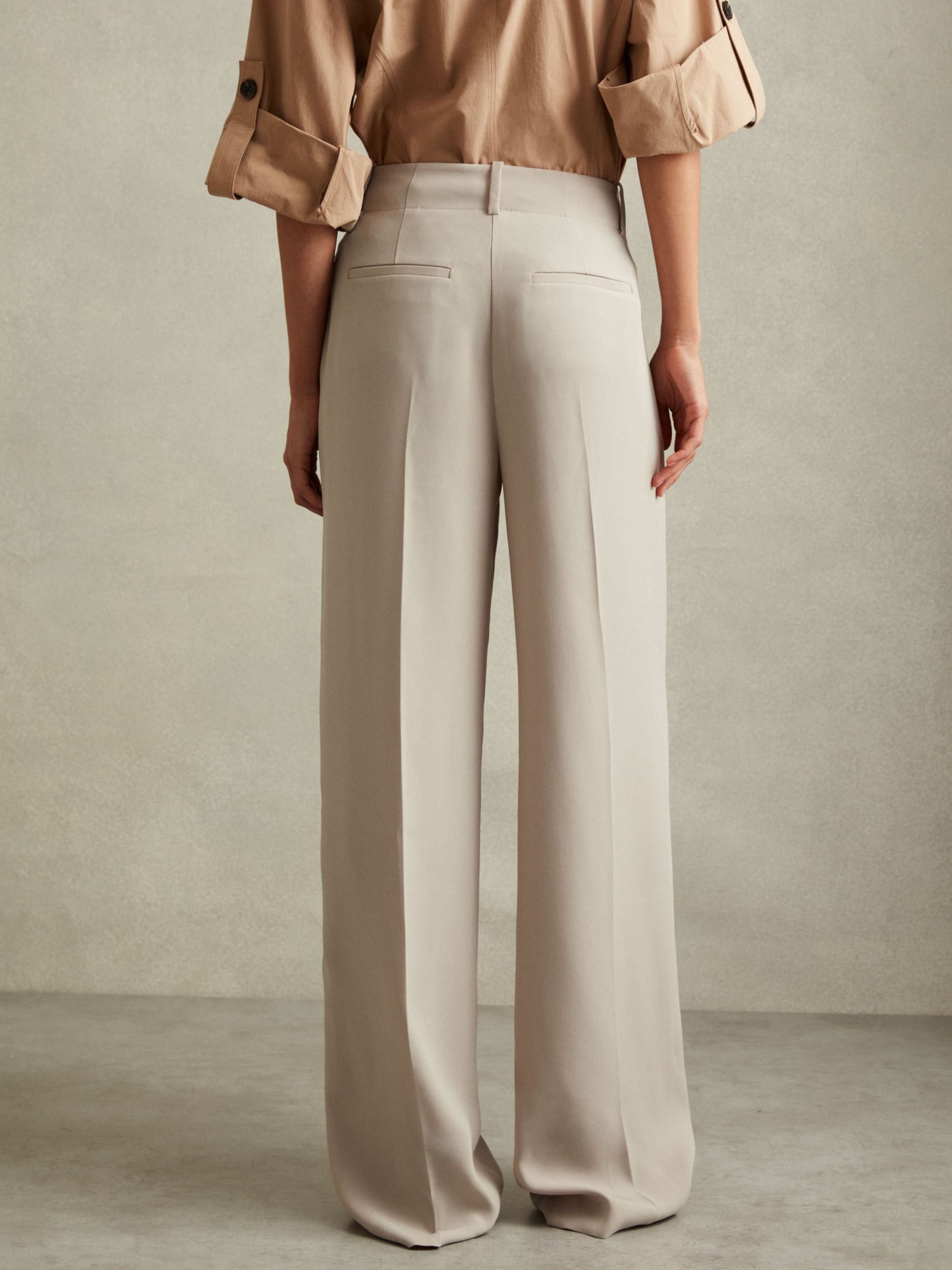 Side Stripe Wide Leg Trousers in Stone