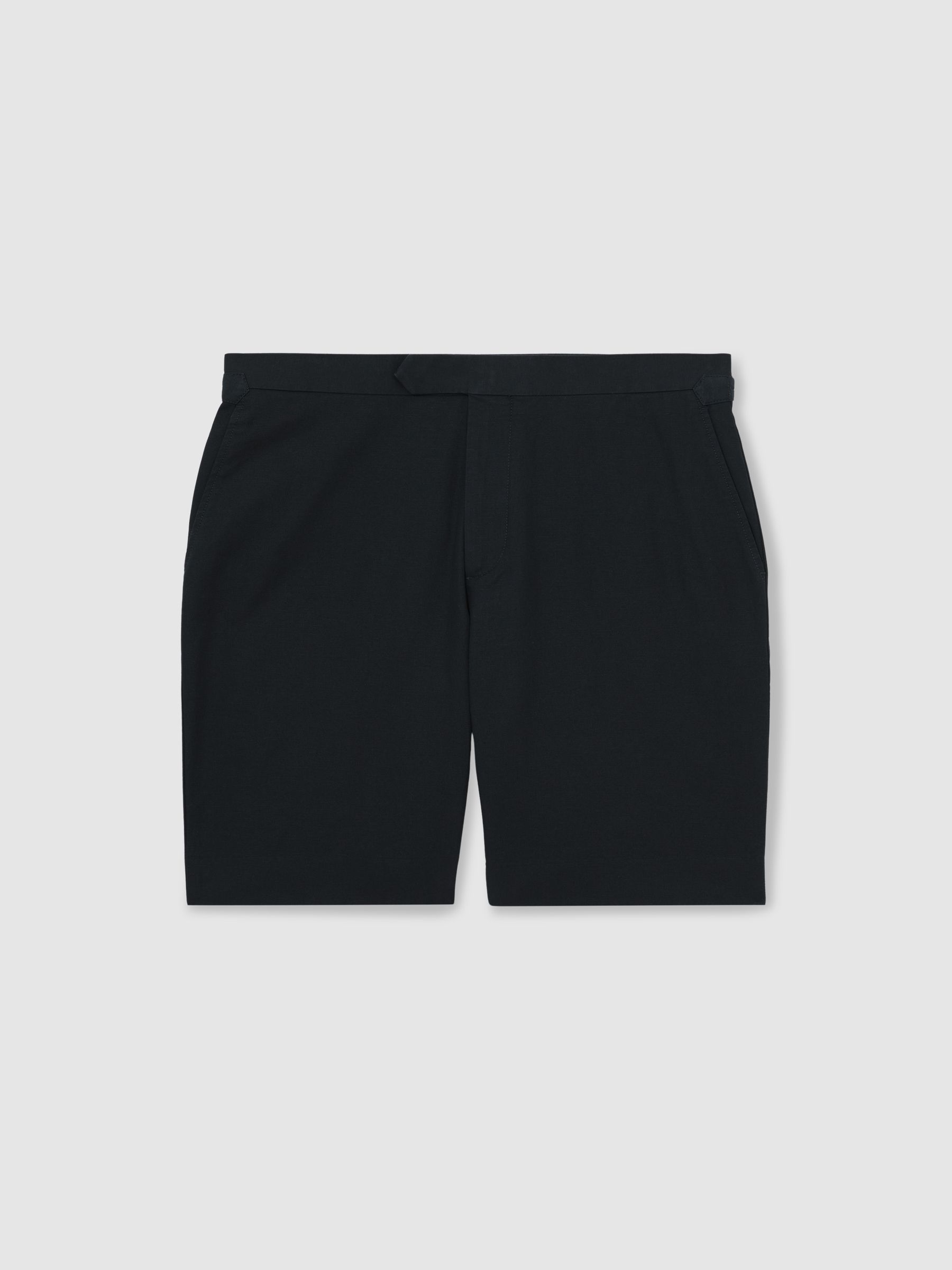 Cotton-Linen Tailored Shorts in Navy