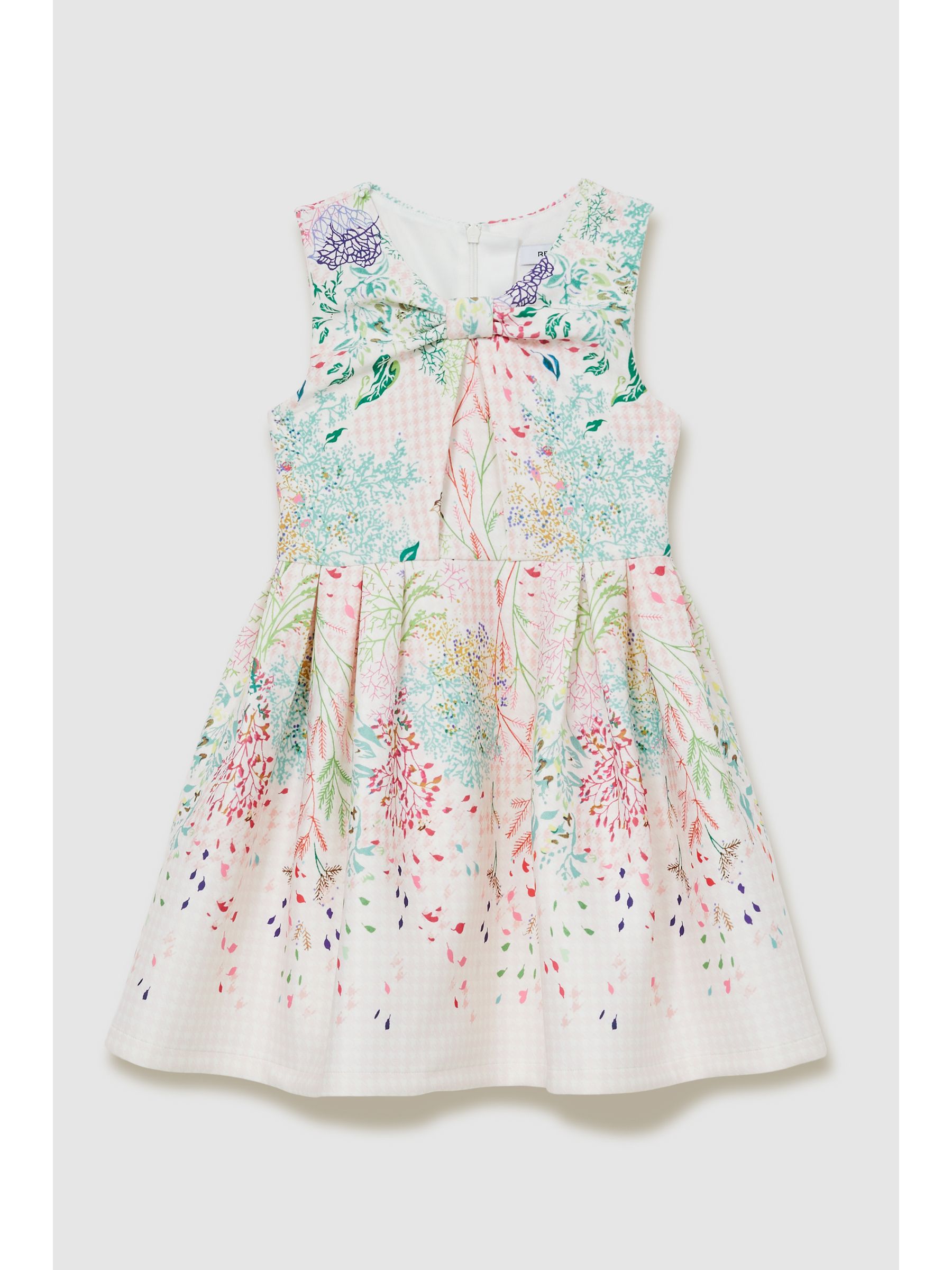 9-13 yrs Floral-Print Pleated Scuba Dress in Pink Print