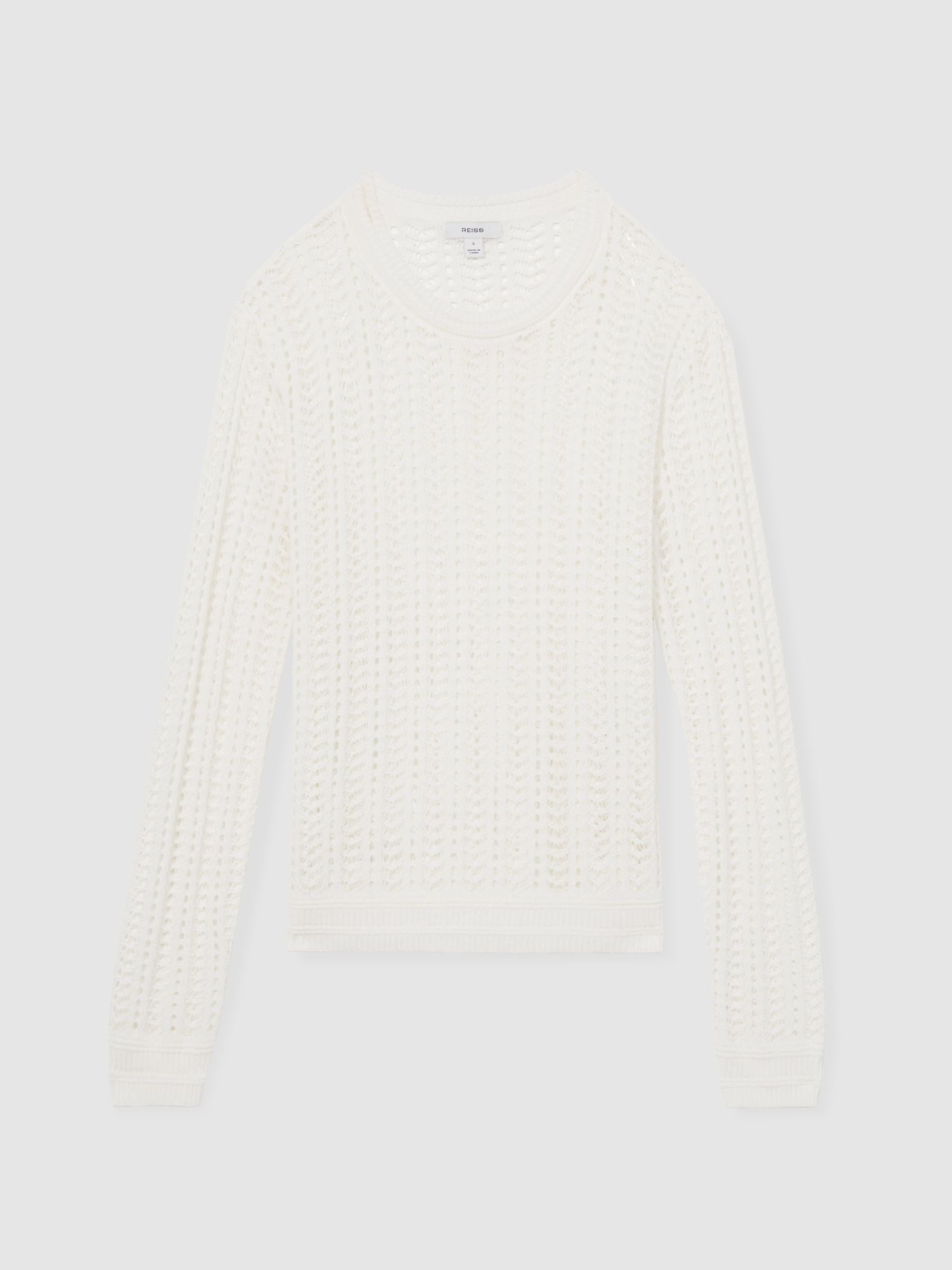 Open-Knit Crew-Neck Jumper in White