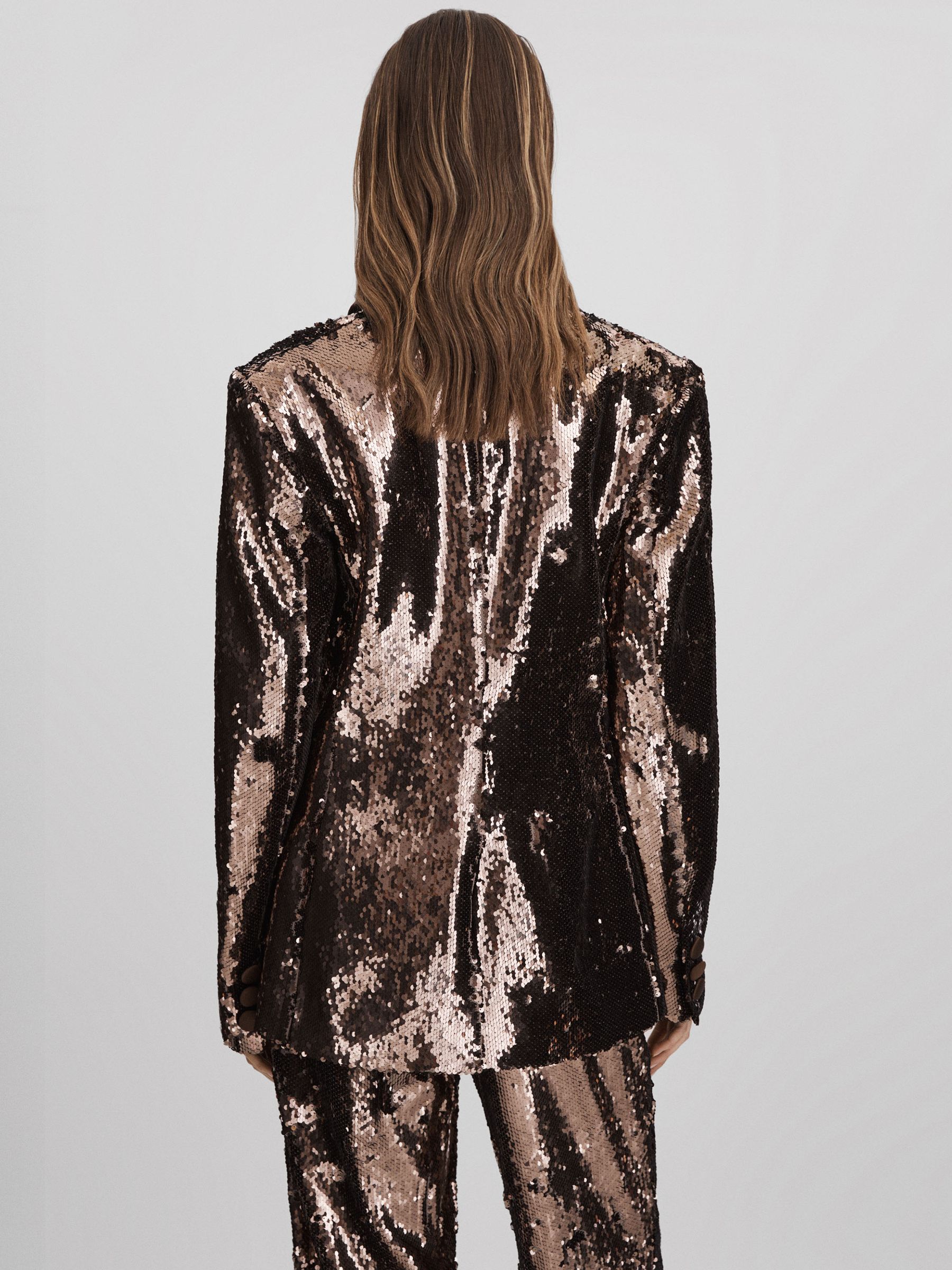 Halston Tailored Sequin Single Breasted Blazer in Java