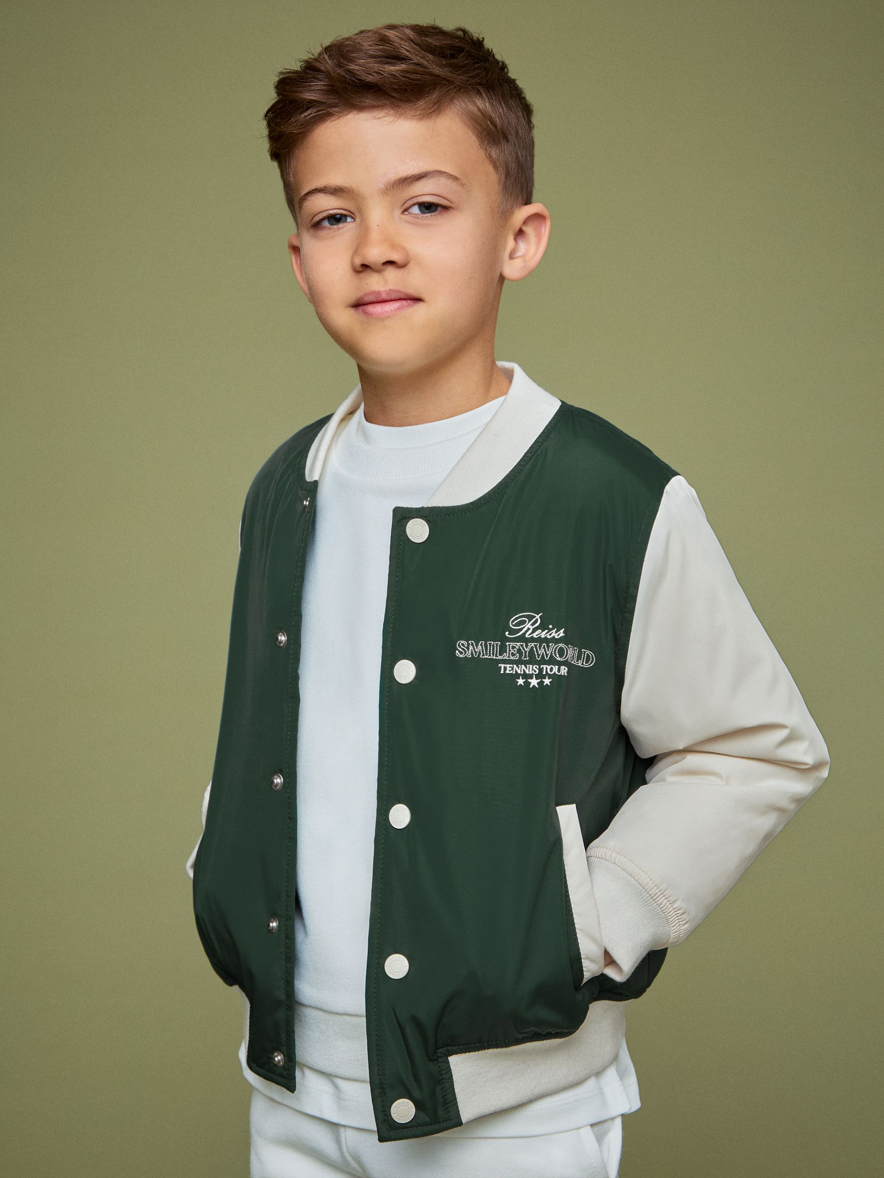 9-13 yrs SmileyWorld | Reiss Bomber Jacket in Dark Green