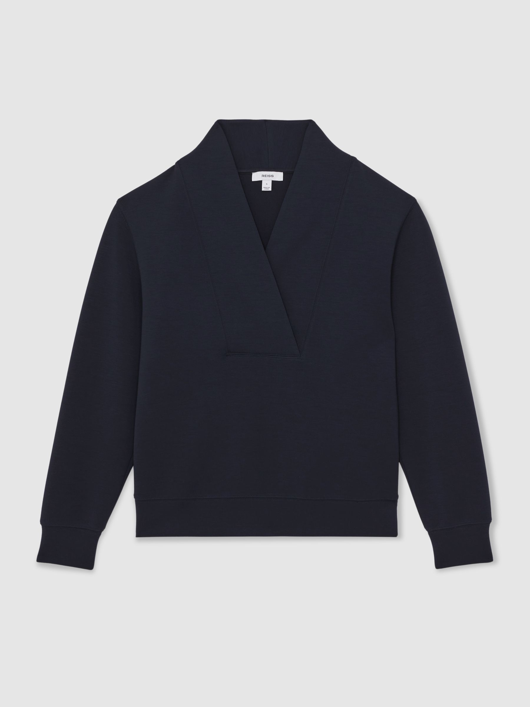 Interlock Shawl-Neck Sweatshirt with Modal in Navy