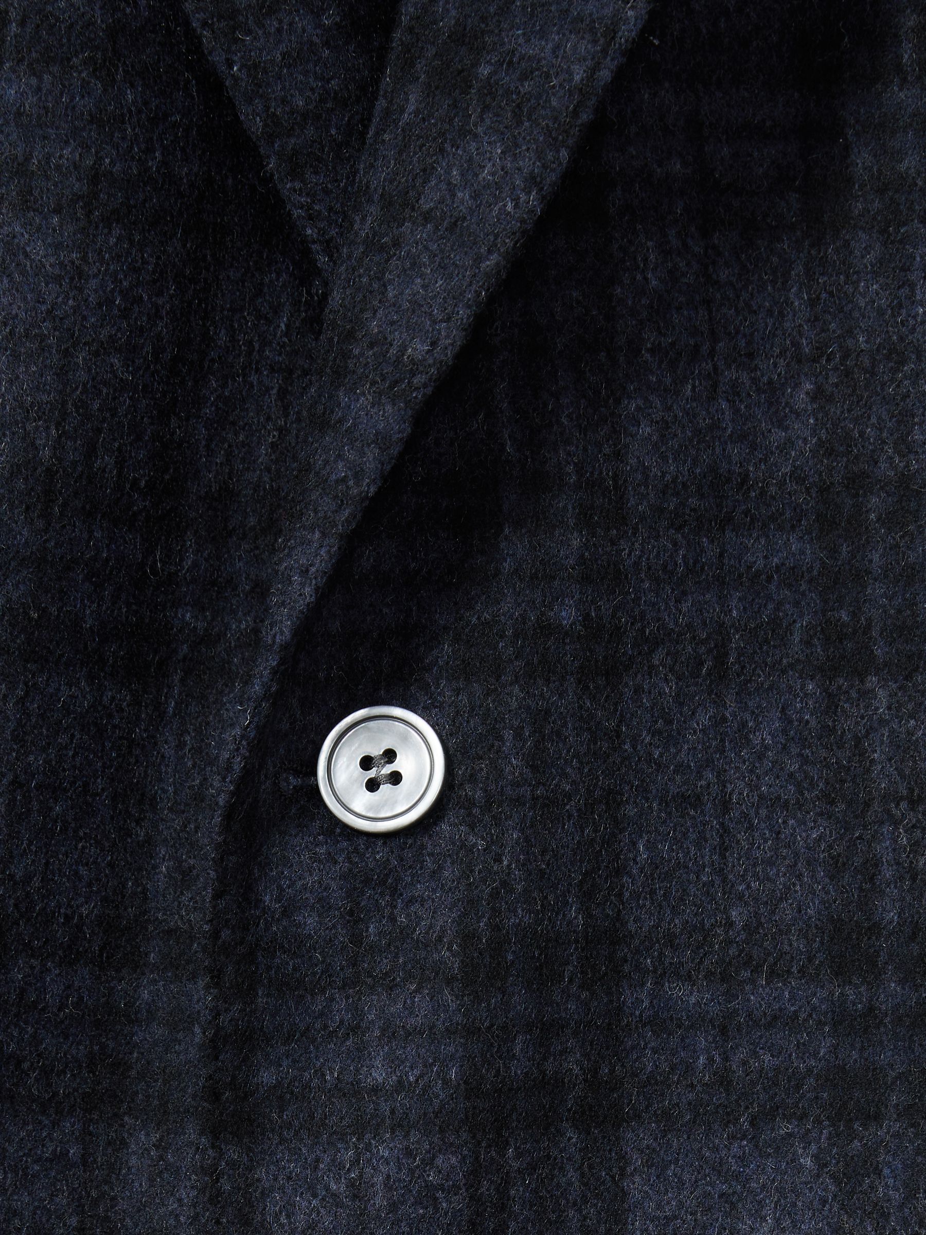 Oscar Jacobson Single Breasted Tweed Check Blazer in Navy