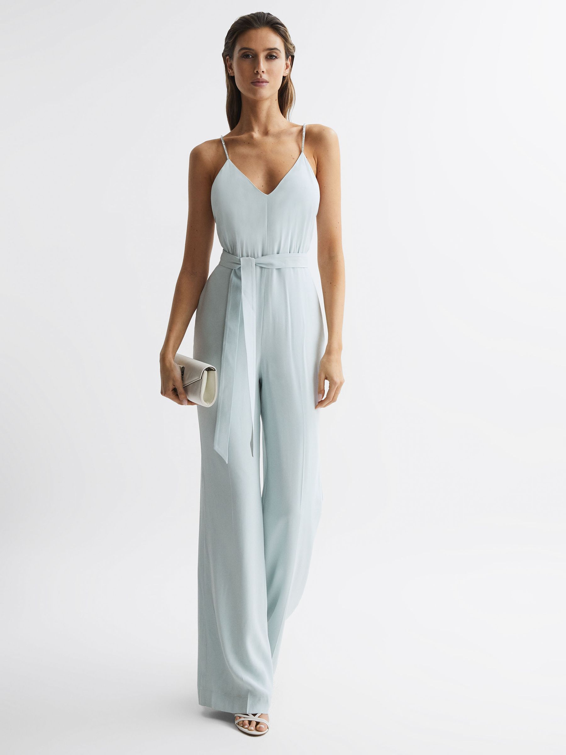 Embellished Wide Leg Jumpsuit in Green