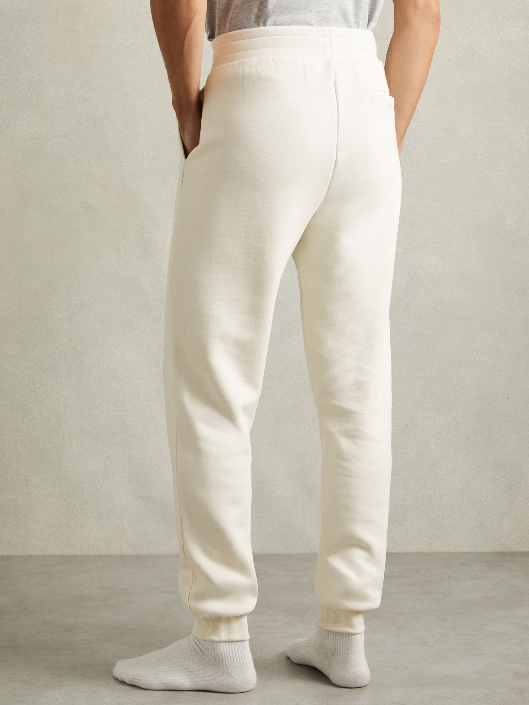 Cotton-Blend Jersey Joggers in Off White