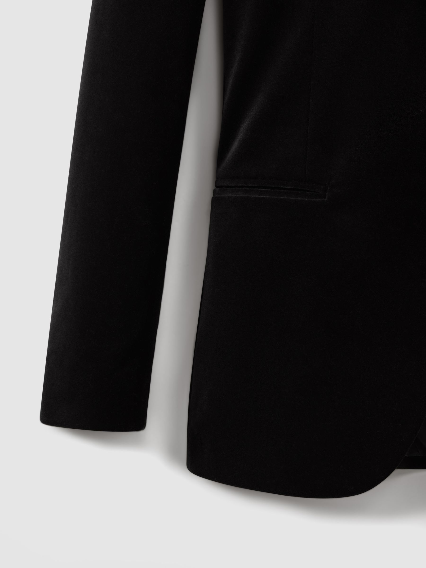 Velvet Single Breasted Slim Fit Jacket in Black