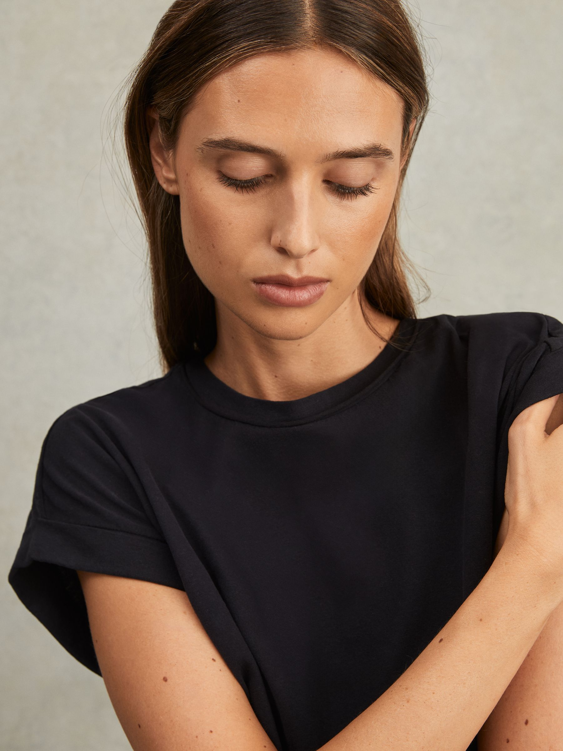 Cotton-Jersey Crew Neck T-Shirt in Navy