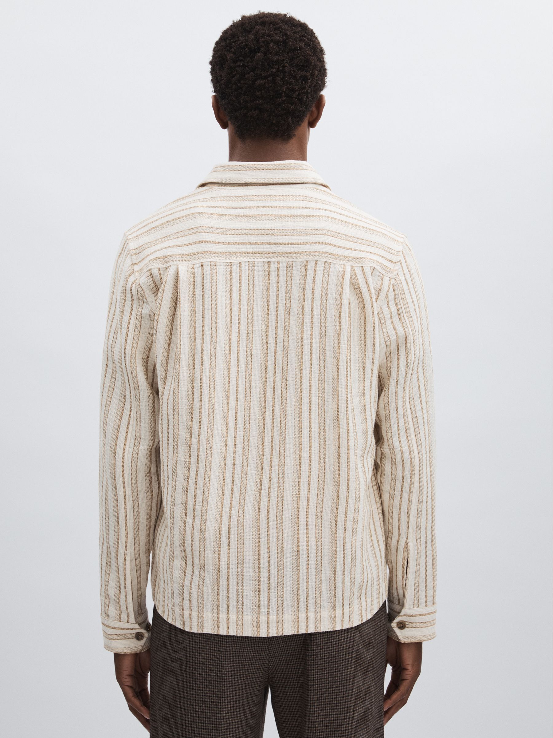 Les Deux Cotton-Blend Stripe Overshirt in Ivory