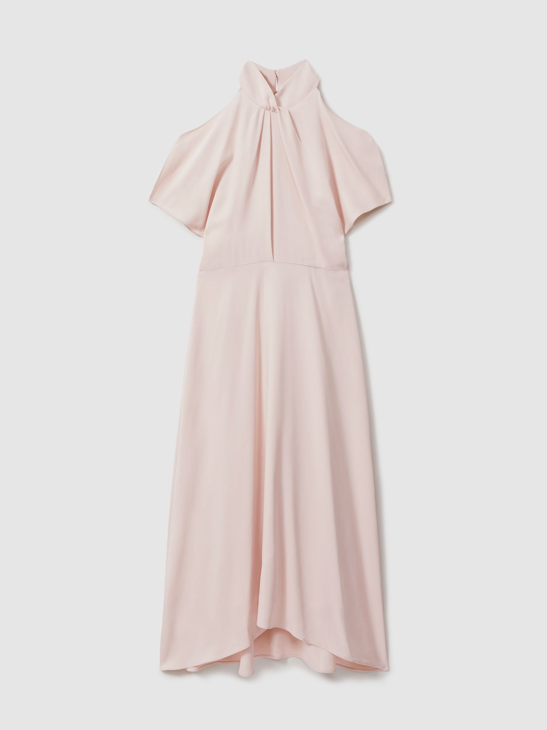 Twist Neck Cut Out Midi Dress in Nude