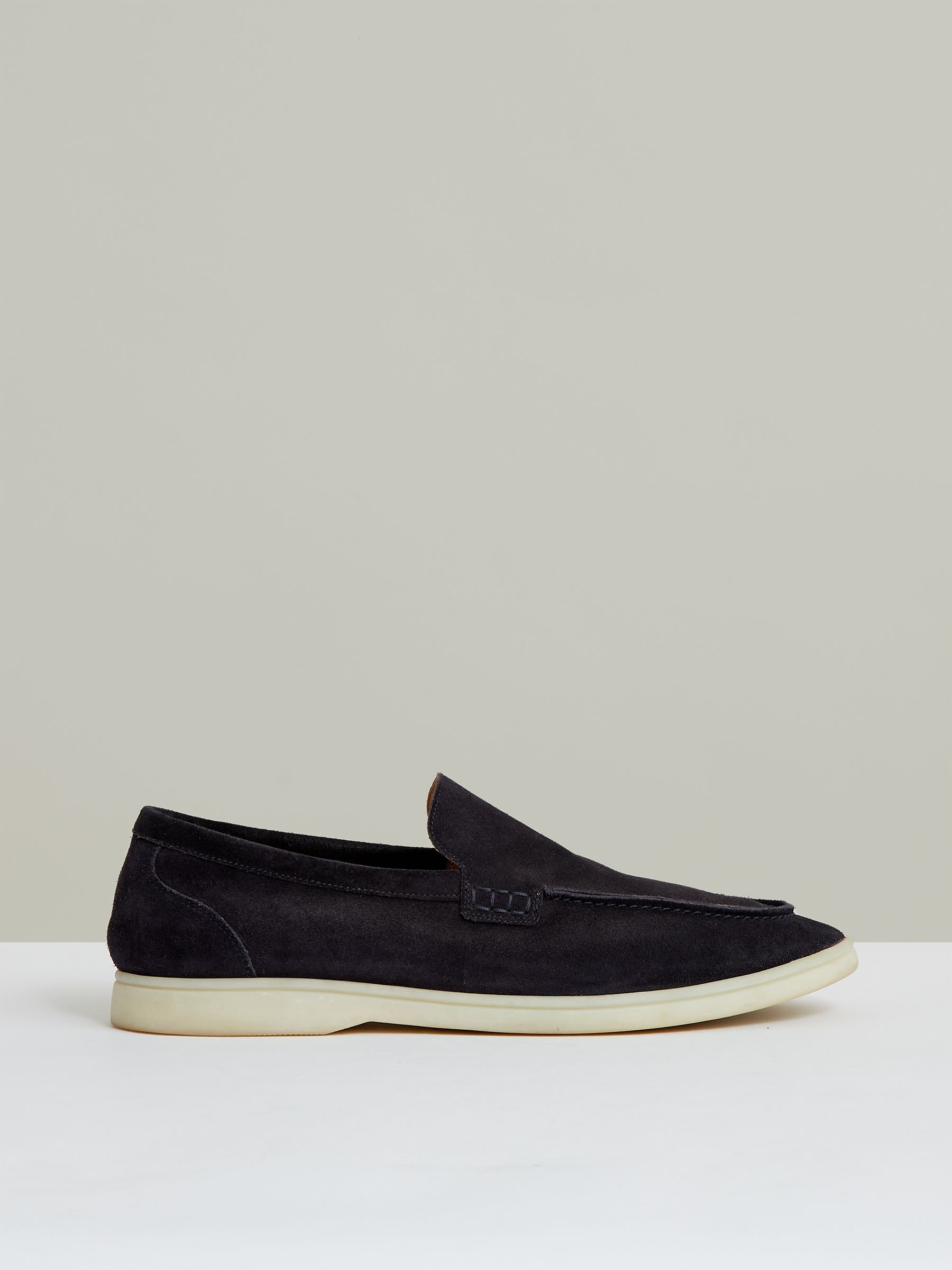 Suede Slip-On Loafers in Navy