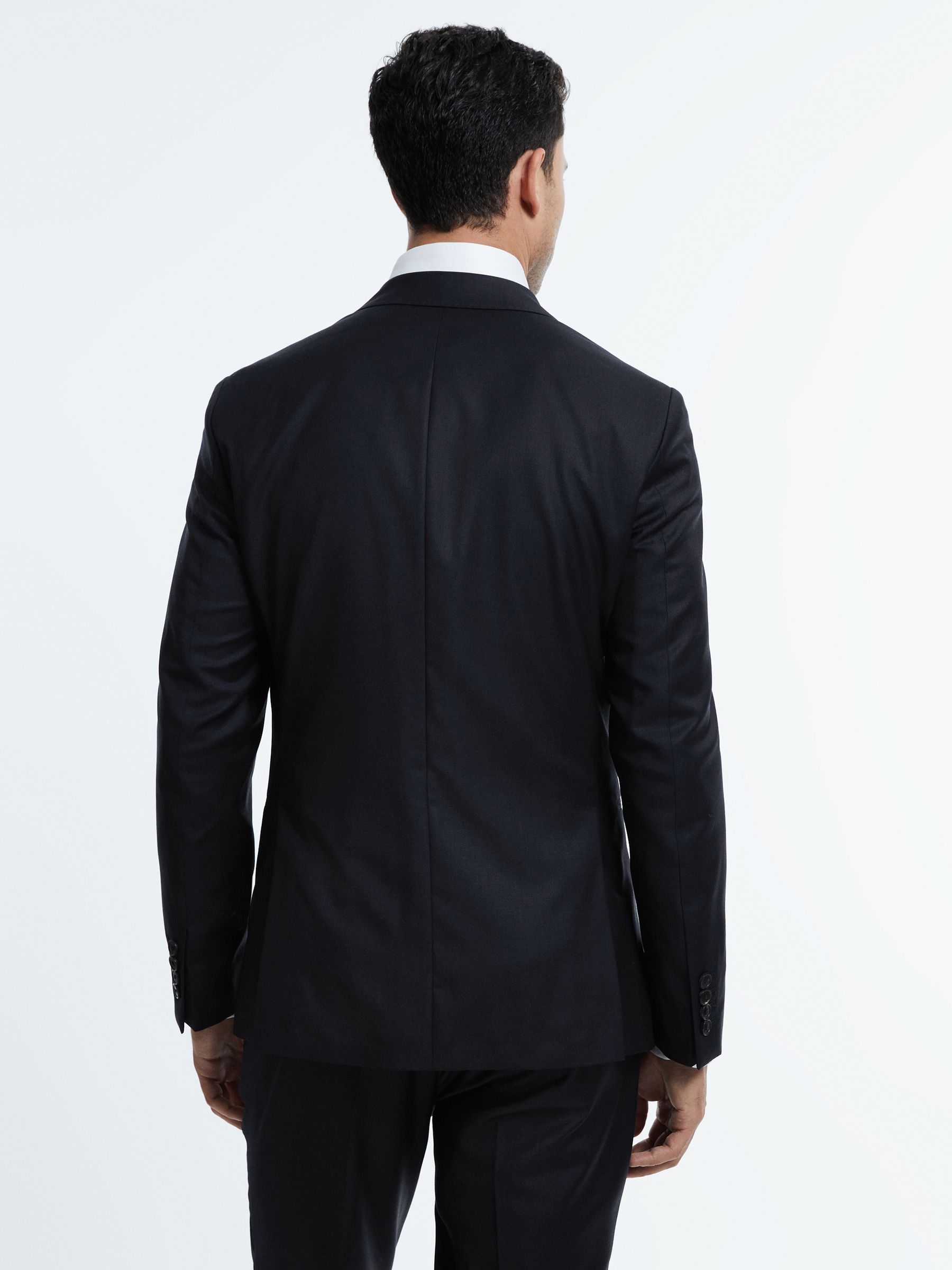 Atelier Wool Cashmere Slim Fit Single Breasted Blazer in Midnight Navy