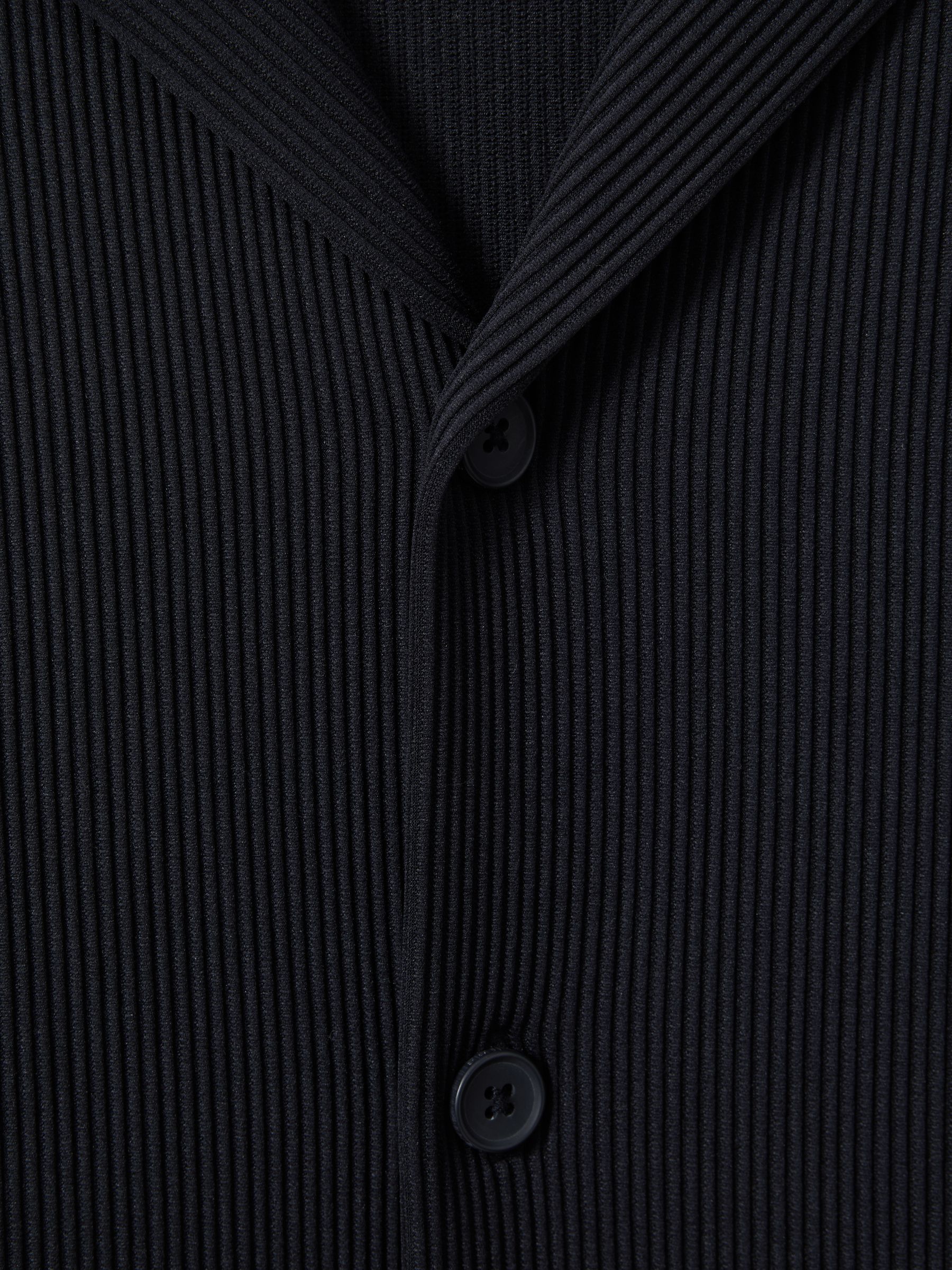 Ribbed Cuban Collar Shirt in Navy