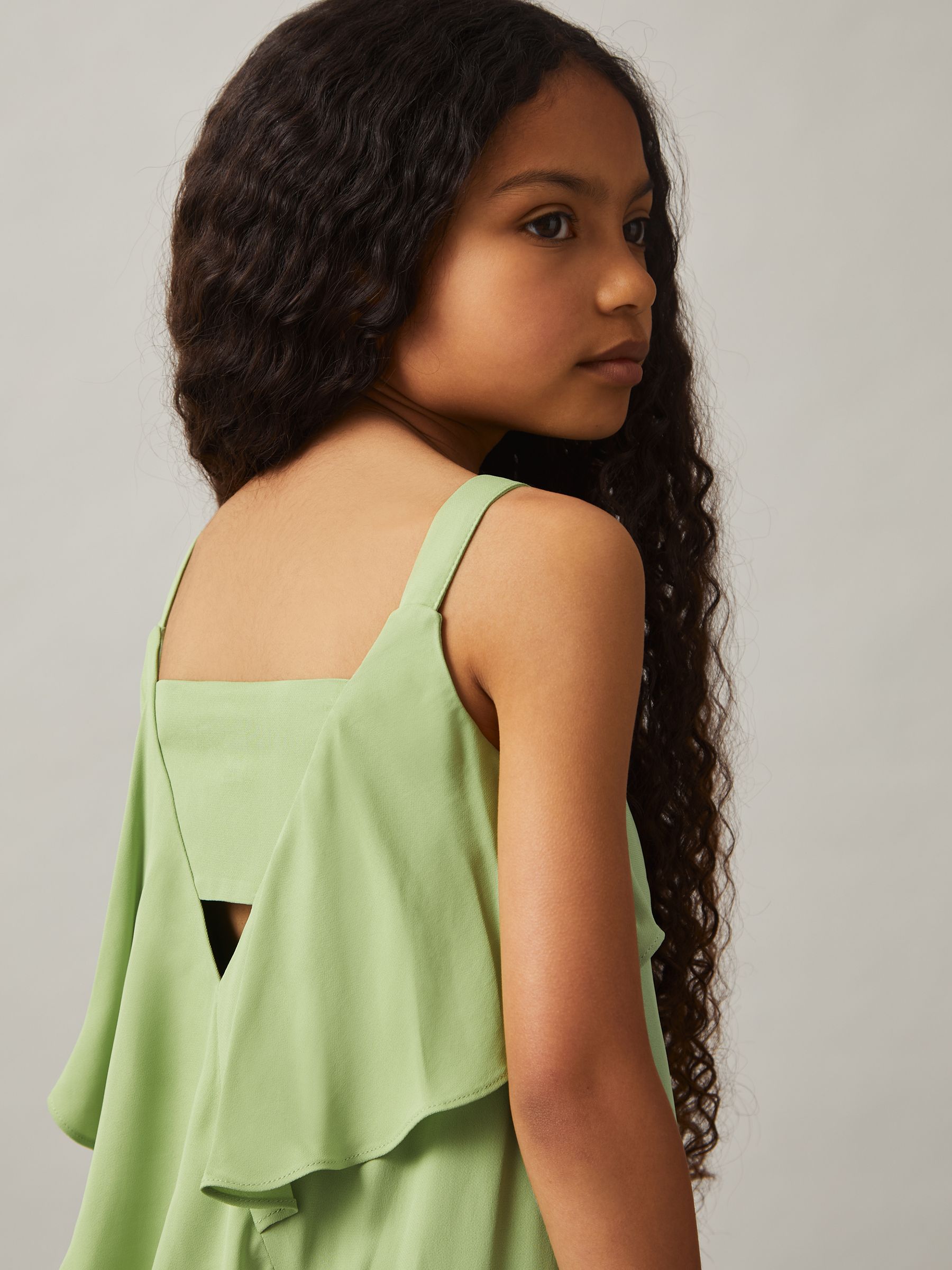 9-13 yrs Handkerchief-Hem Sleeveless Dress in Green