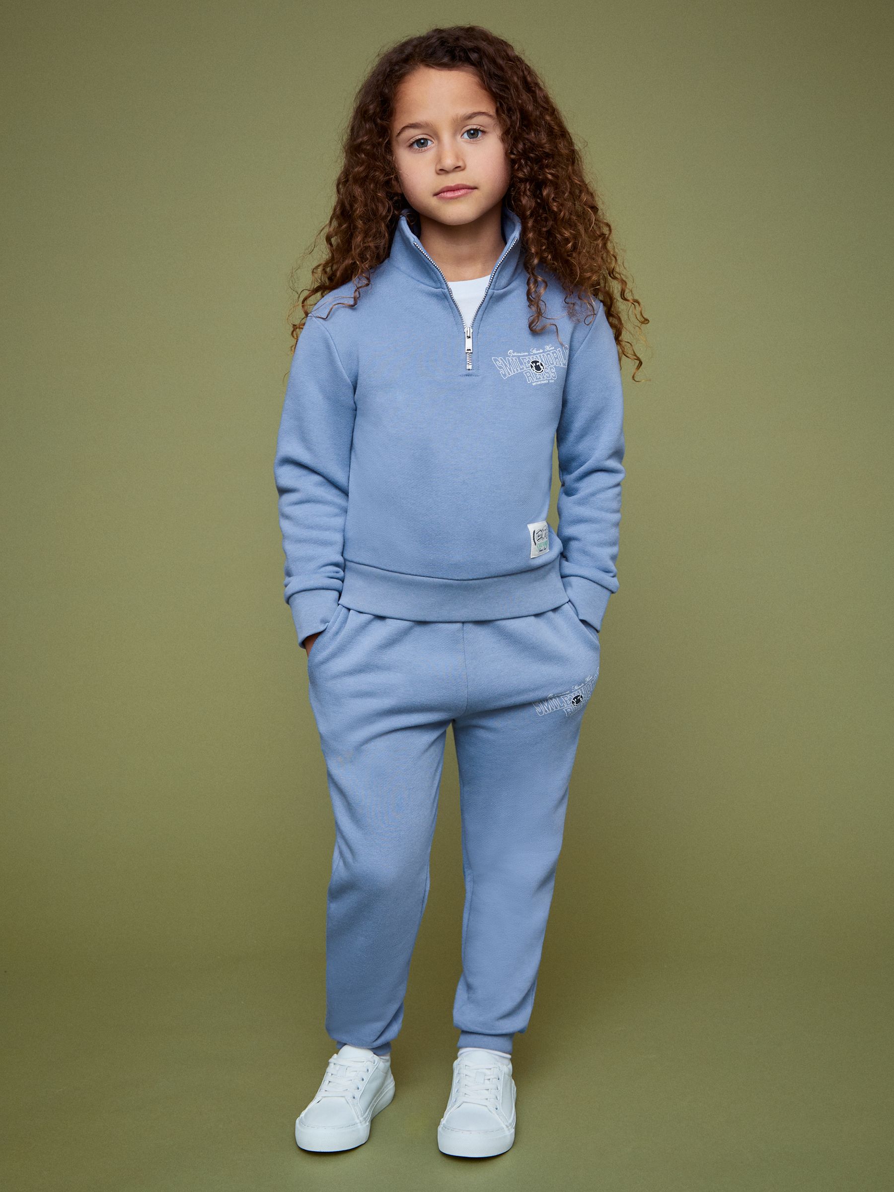 9-13 yrs SmileyWorld | Reiss Half-Zip Sweatshirt Unisex Fit in Blue