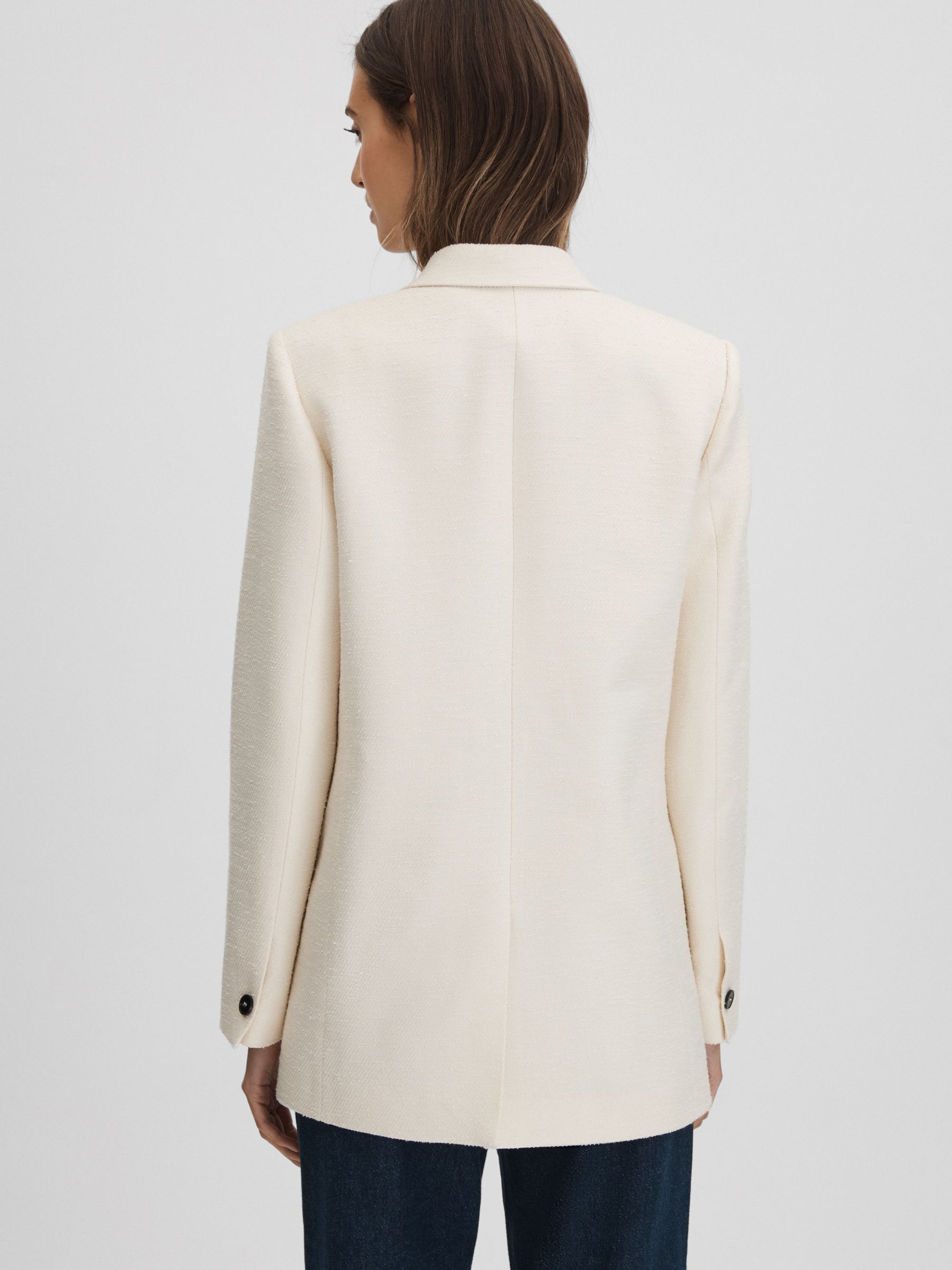 Textured Double Breasted Blazer in White
