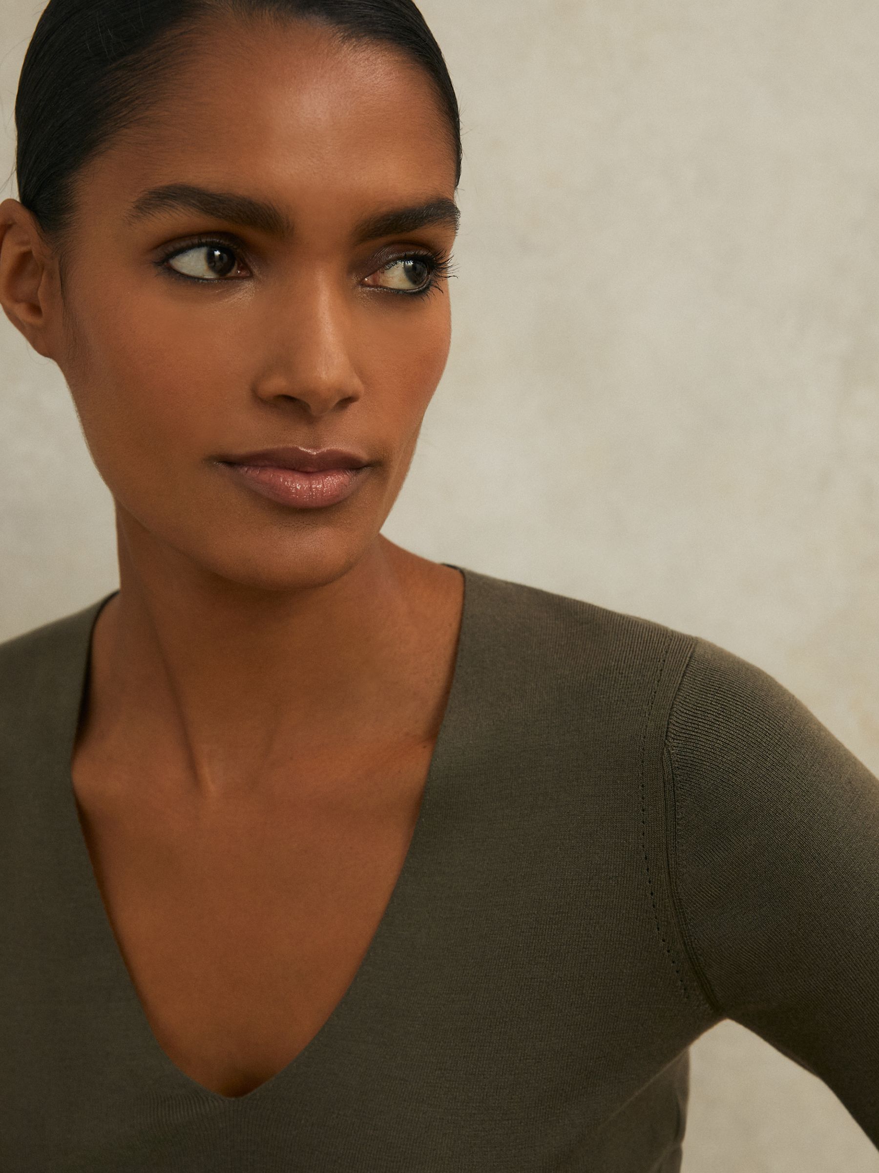 Atelier Knitted Silk-Blend Top in Khaki