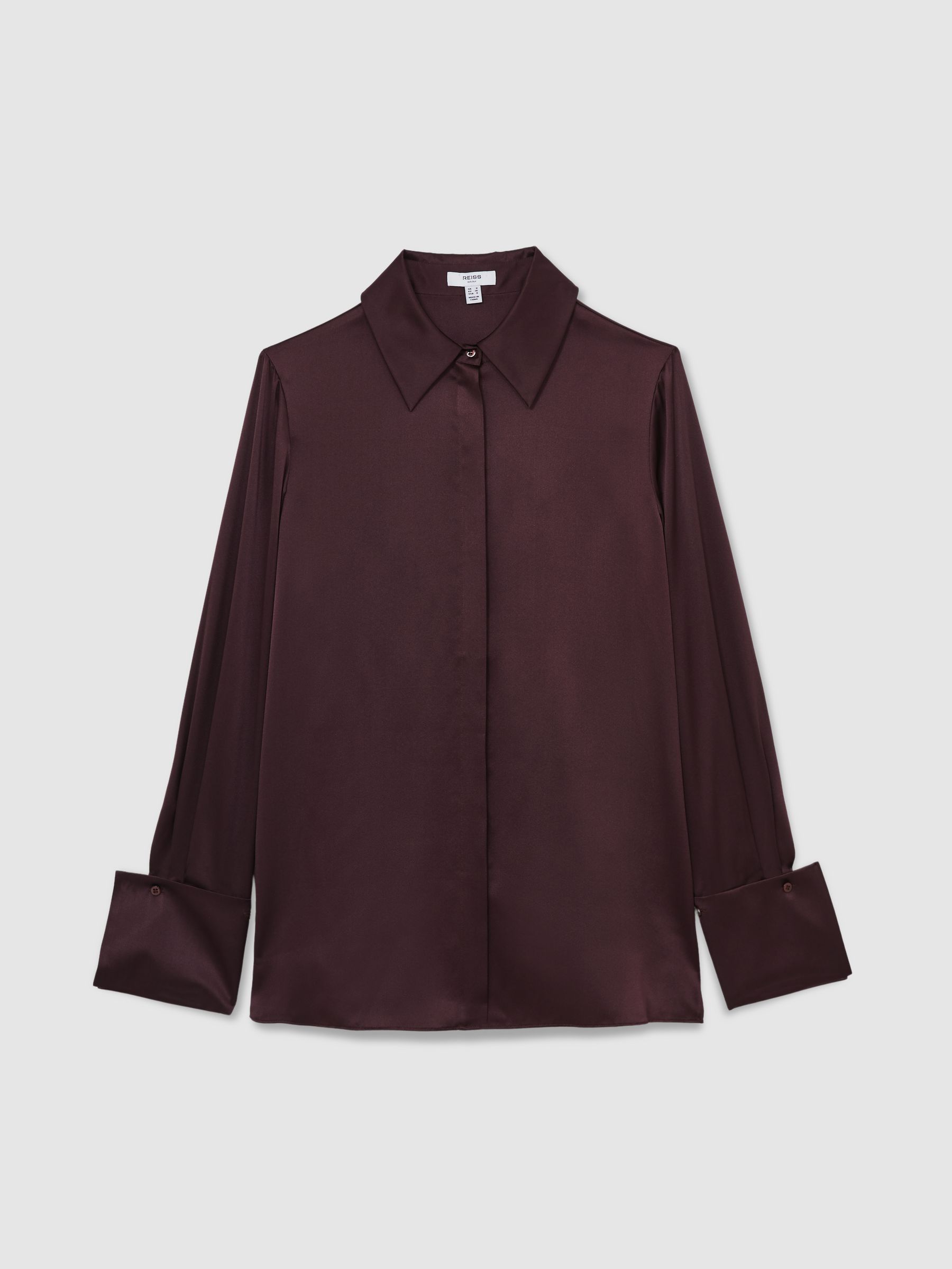 Silk Double-Cuff Button-Through Shirt in Red