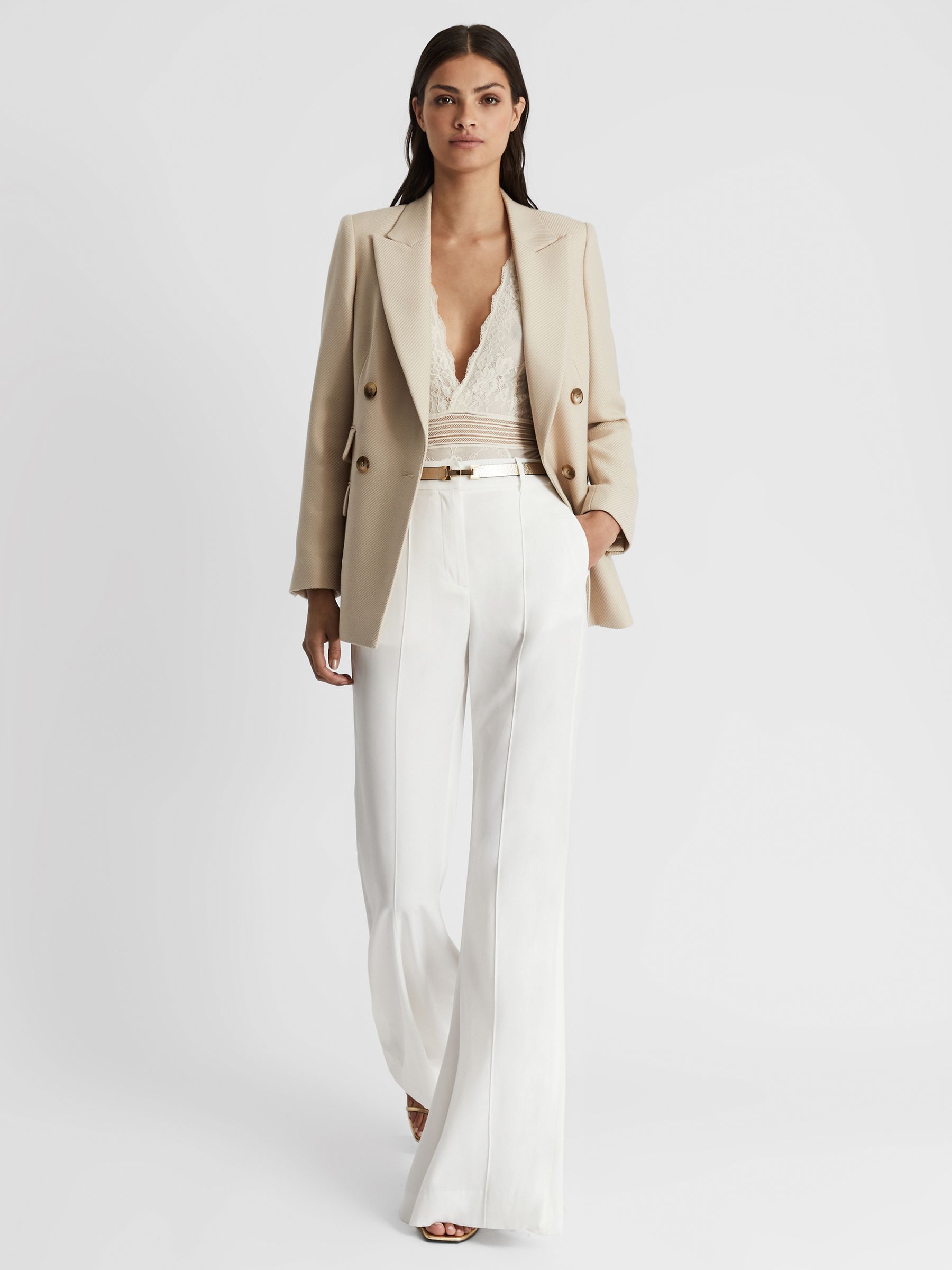 Leather Square Hinge Belt in Gold