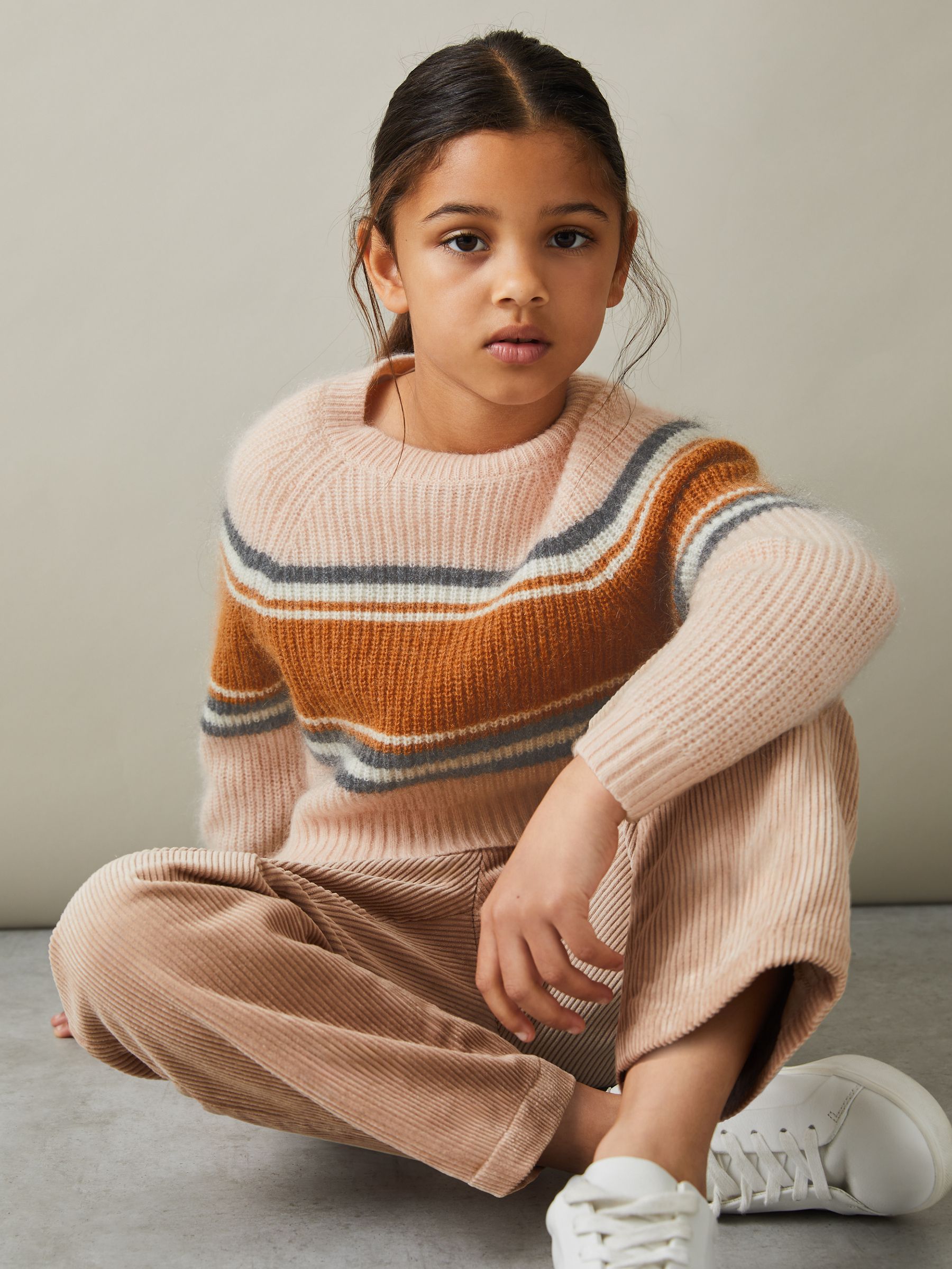 Colourblock Striped Jumper in Pink