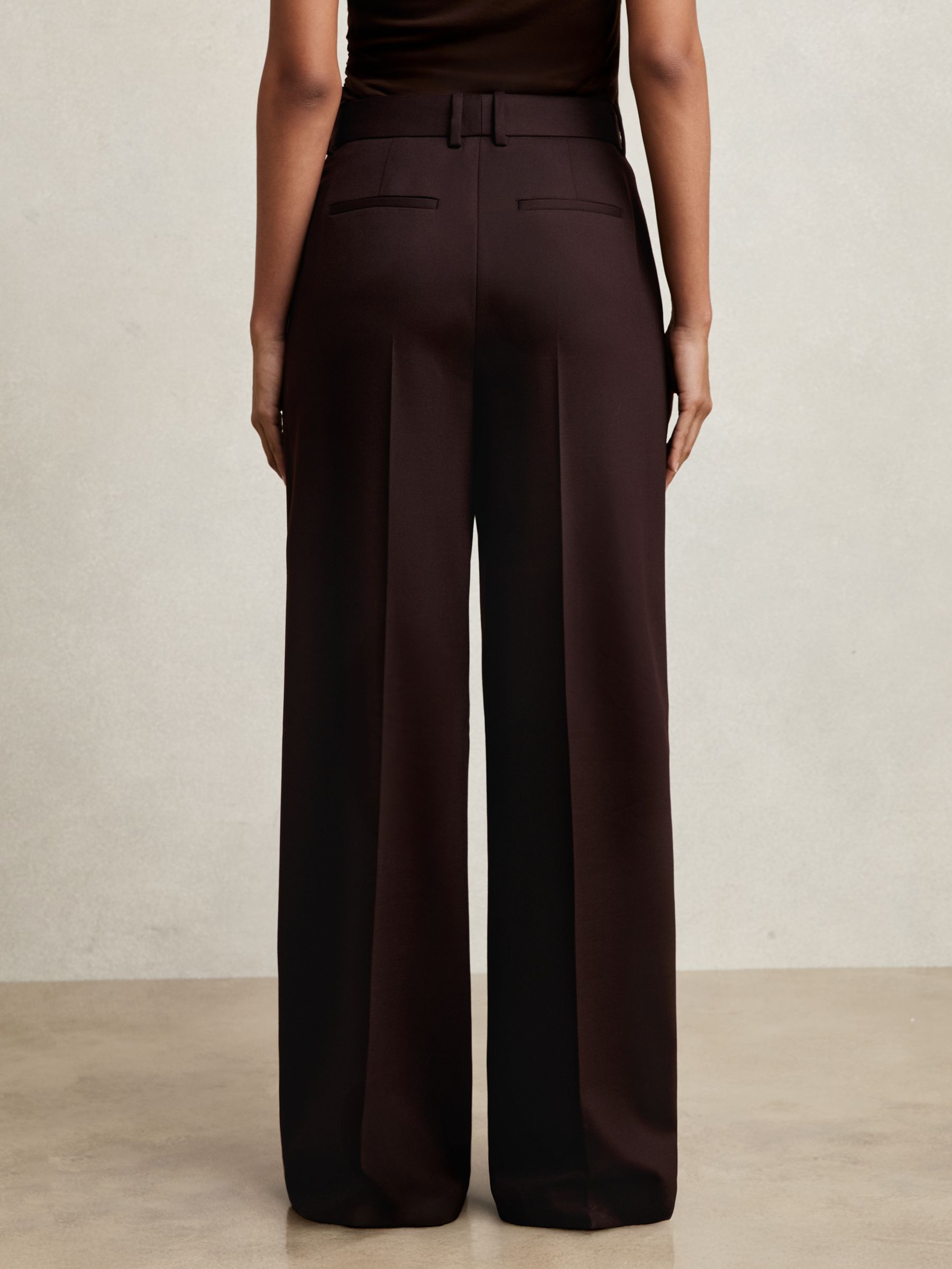 Wool-Blend Wide-Leg Suit Trousers in Aubergine