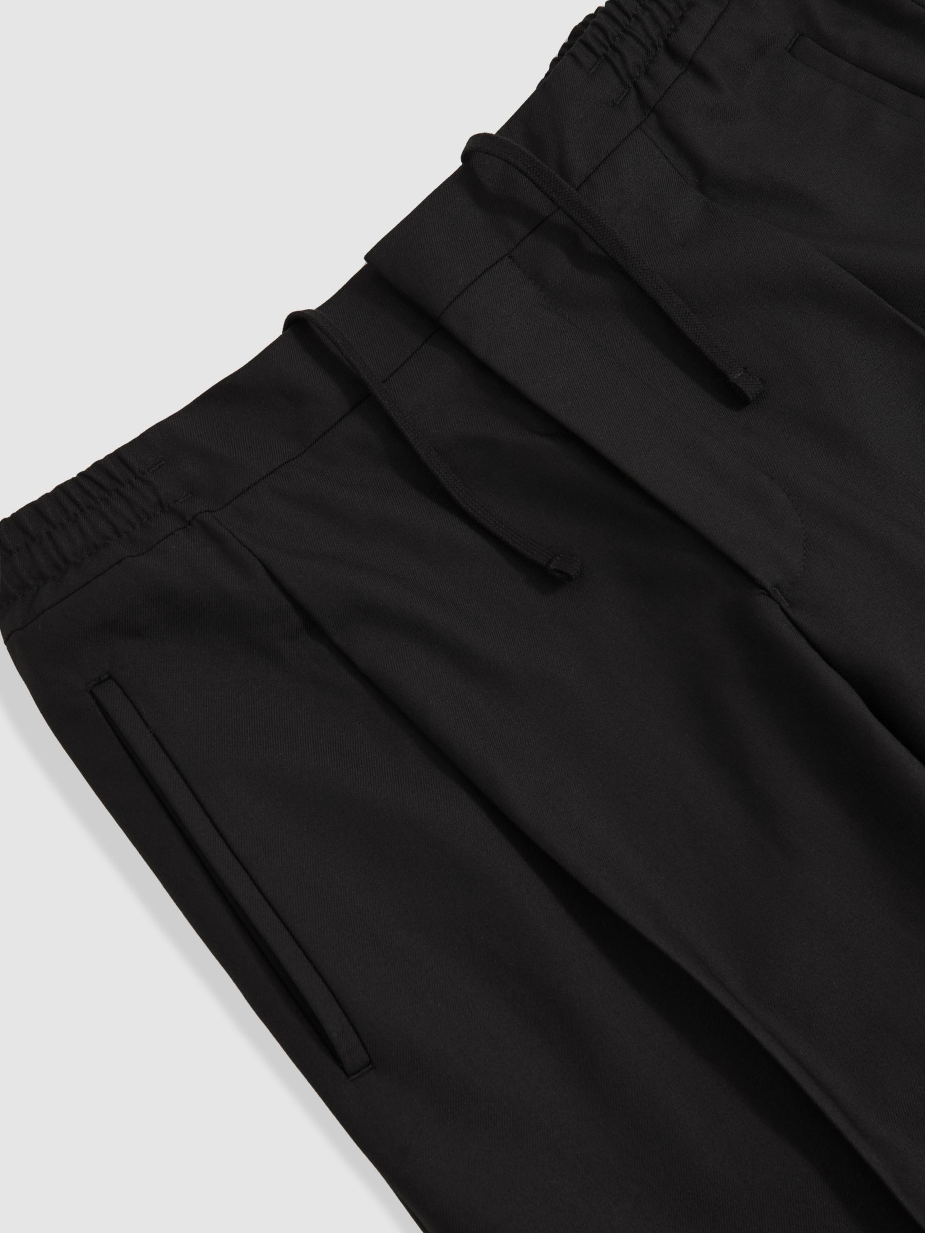 Tapered Drawstring Tailored Trousers in Black