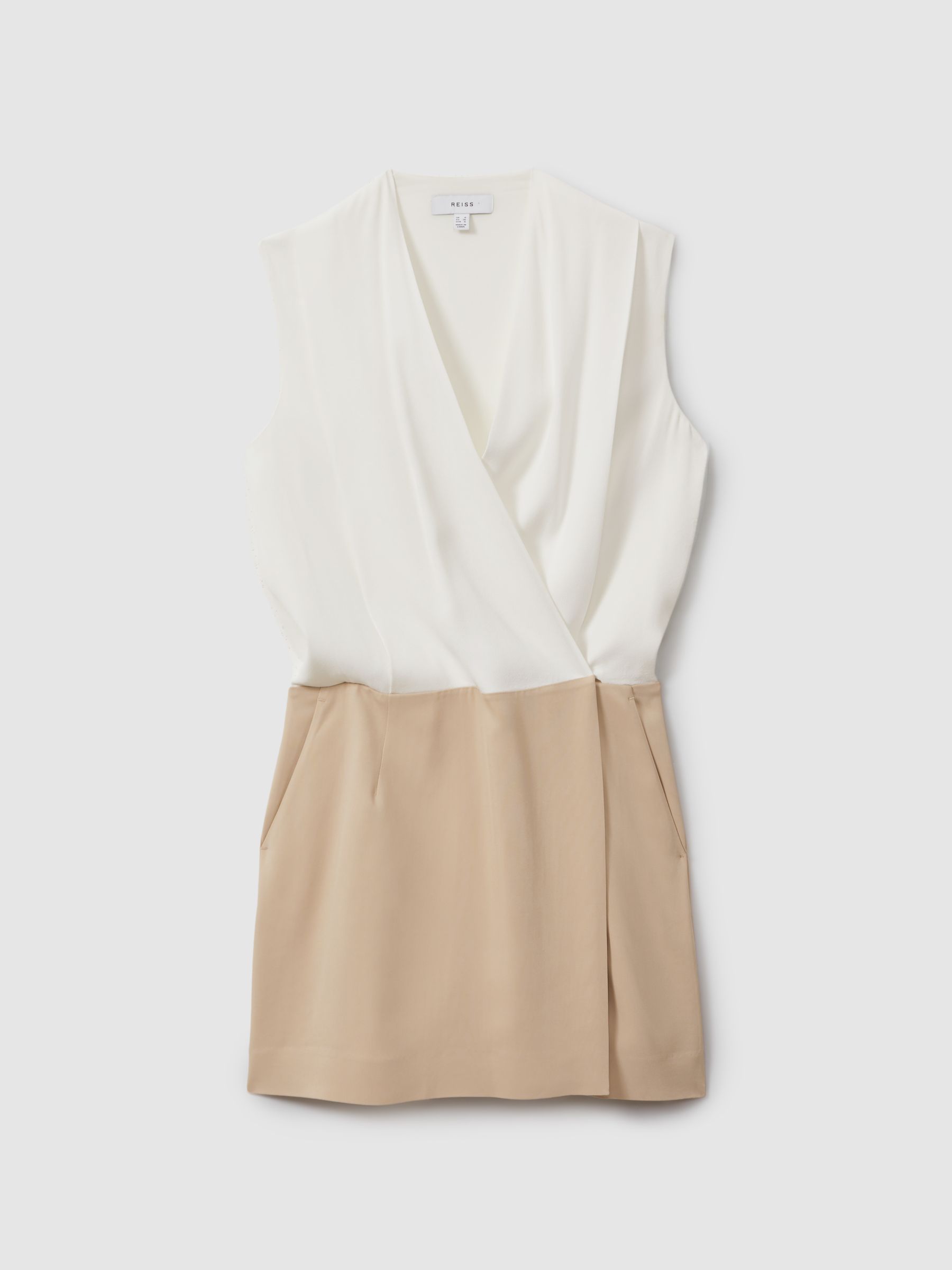 Wrap-Front Shift Dress in Nude/Ivory