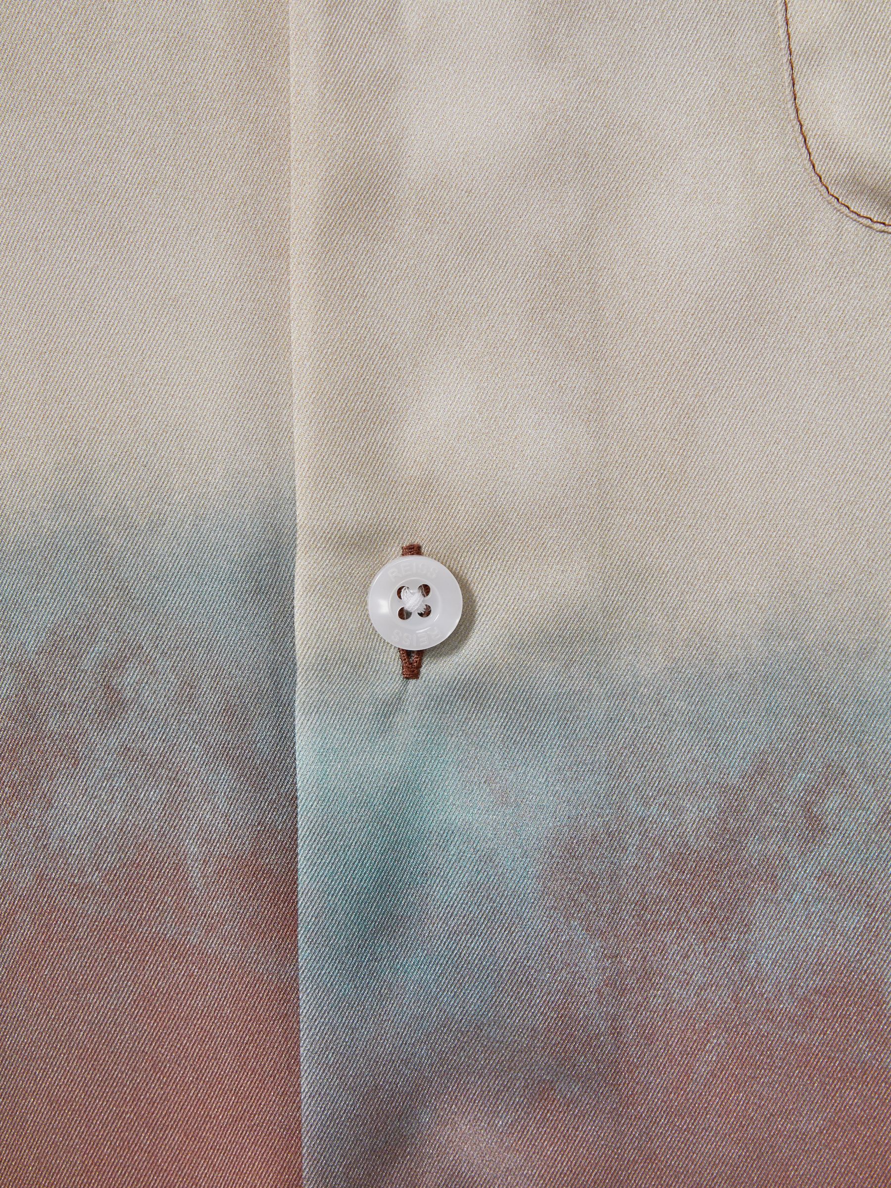 Ombre Print Cuban Collar Shirt in Tobacco