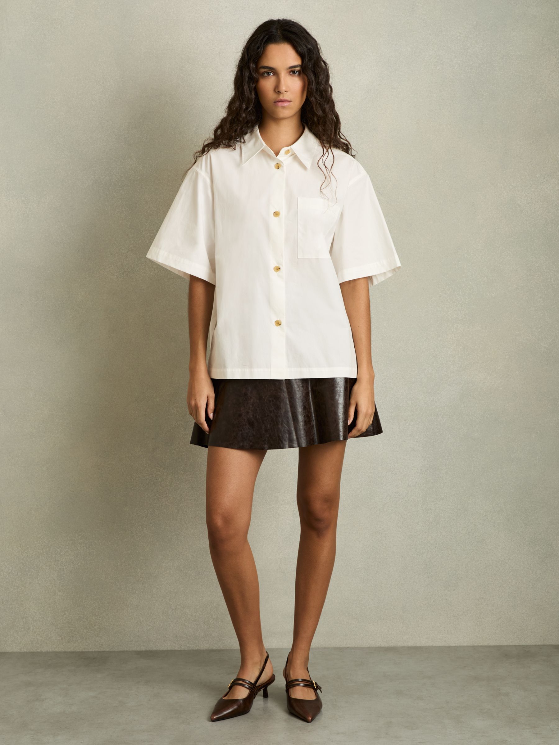 Cotton Short-Sleeve Shirt in White