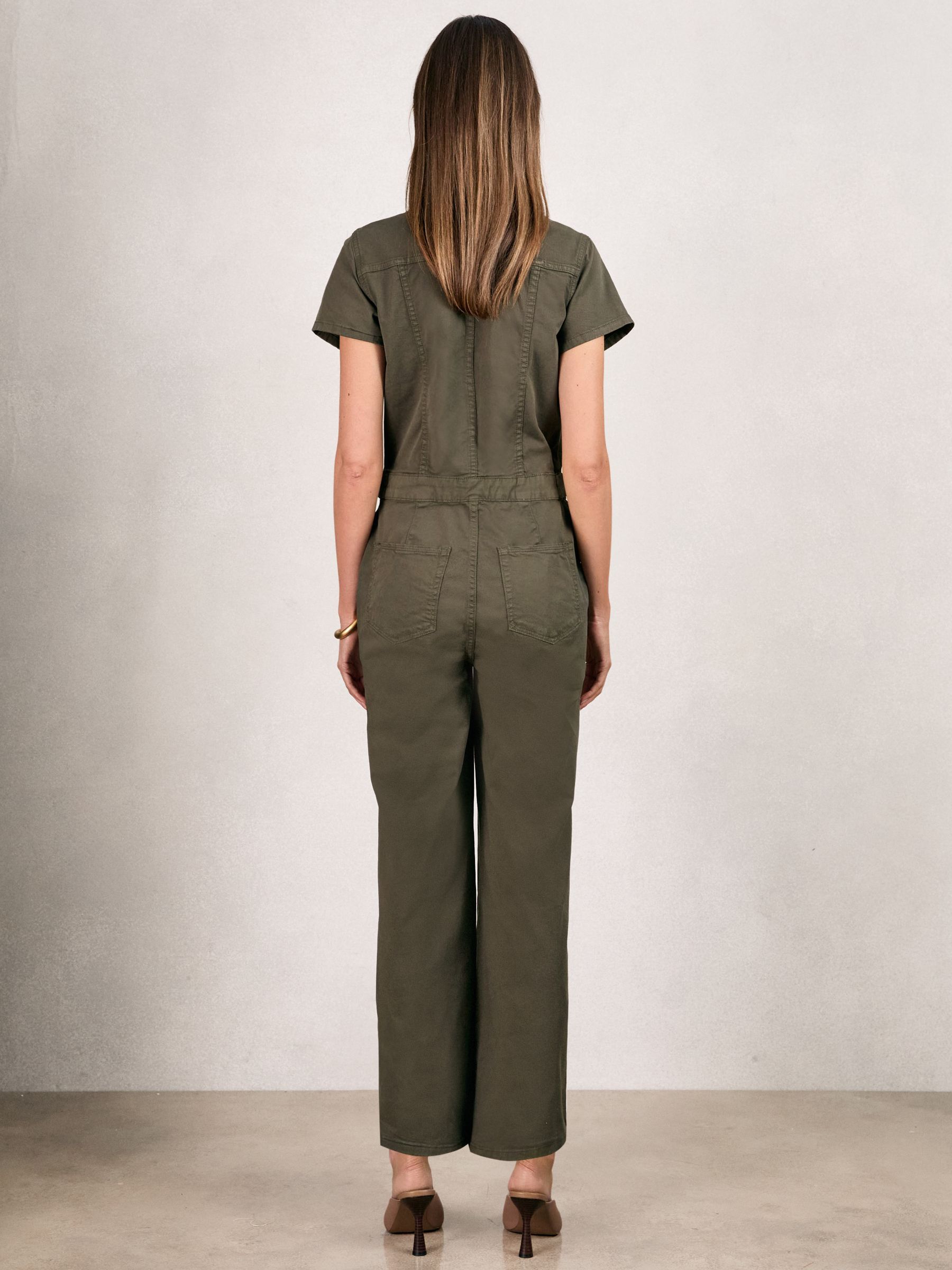 Good American Cotton Twill Jumpsuit with Stretch in Khaki