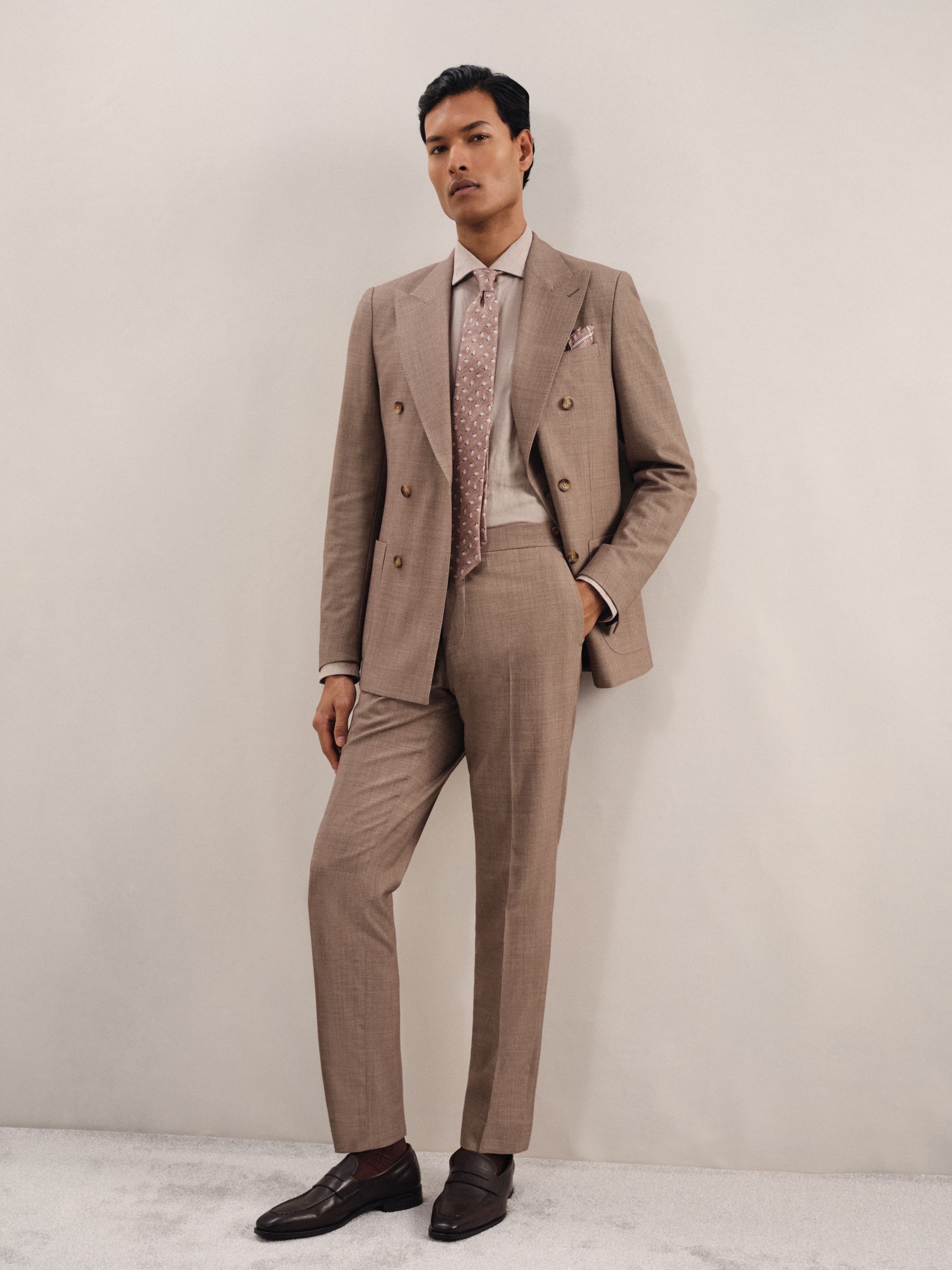 Slim-Fit Suit Trousers With Wool in Brown