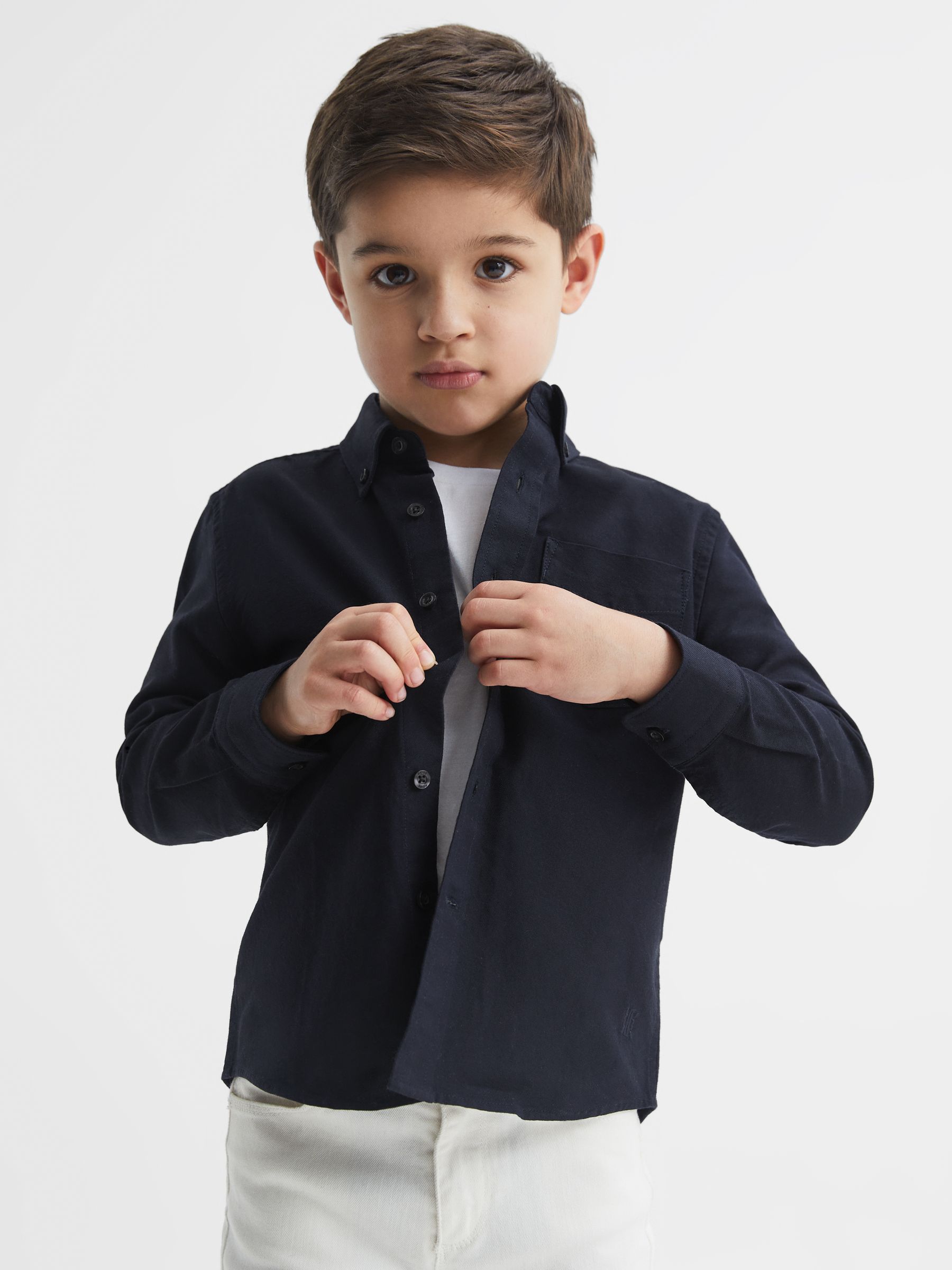 9-14 yrs Button Down Oxford Shirt in Navy