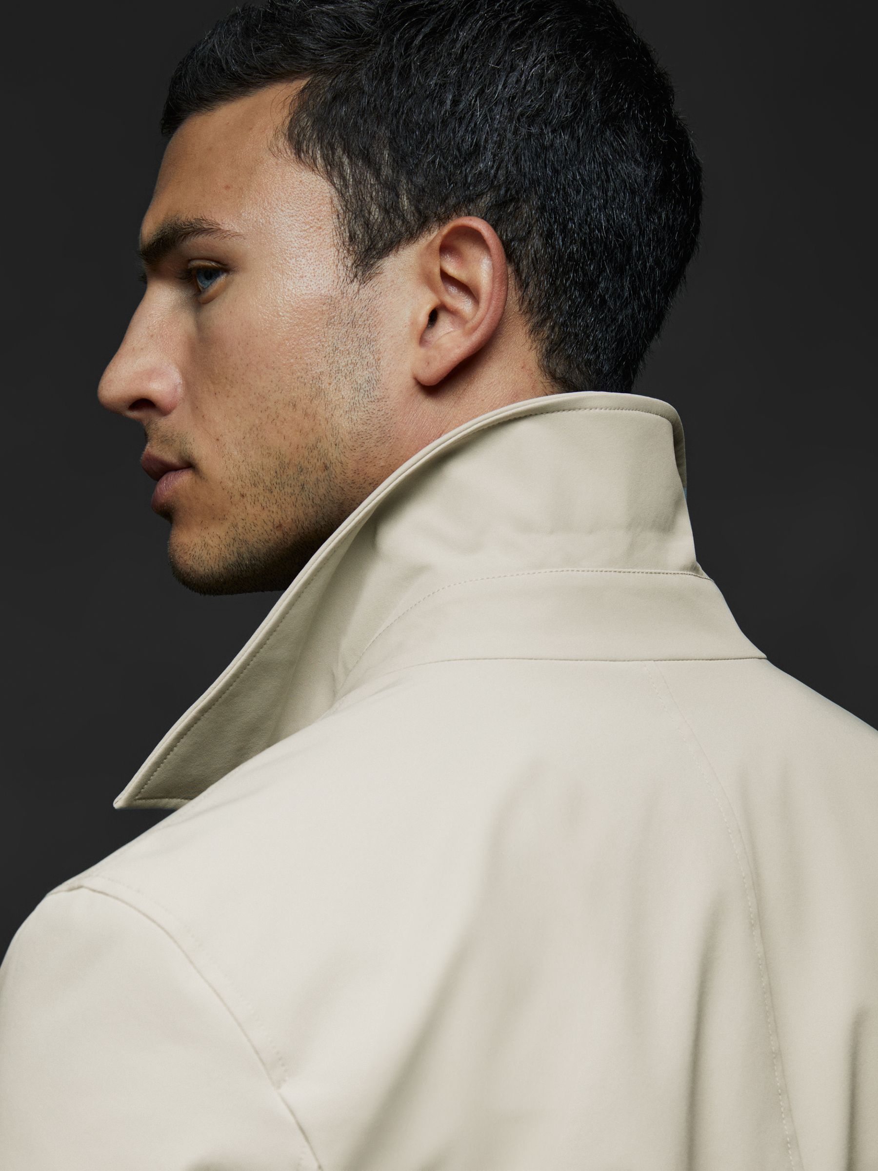 Elasticated Hem Harrington Jacket in Stone