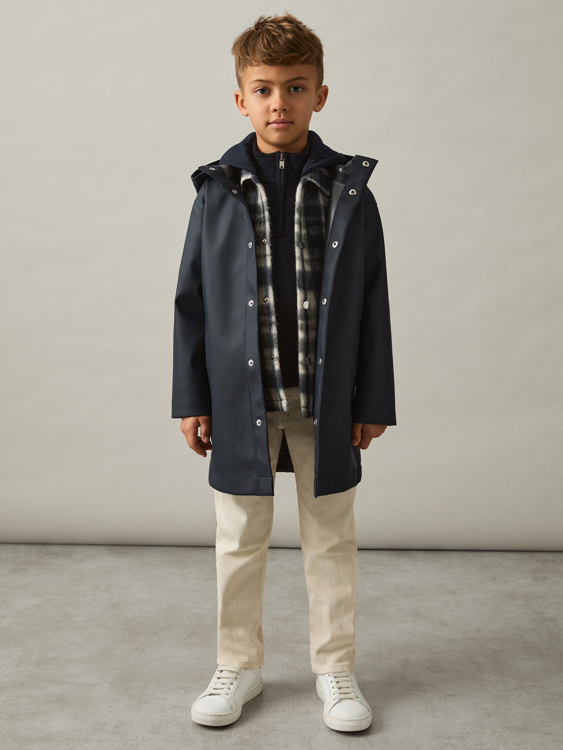 3-9 yrs Water Repellent Hooded Coat in Navy