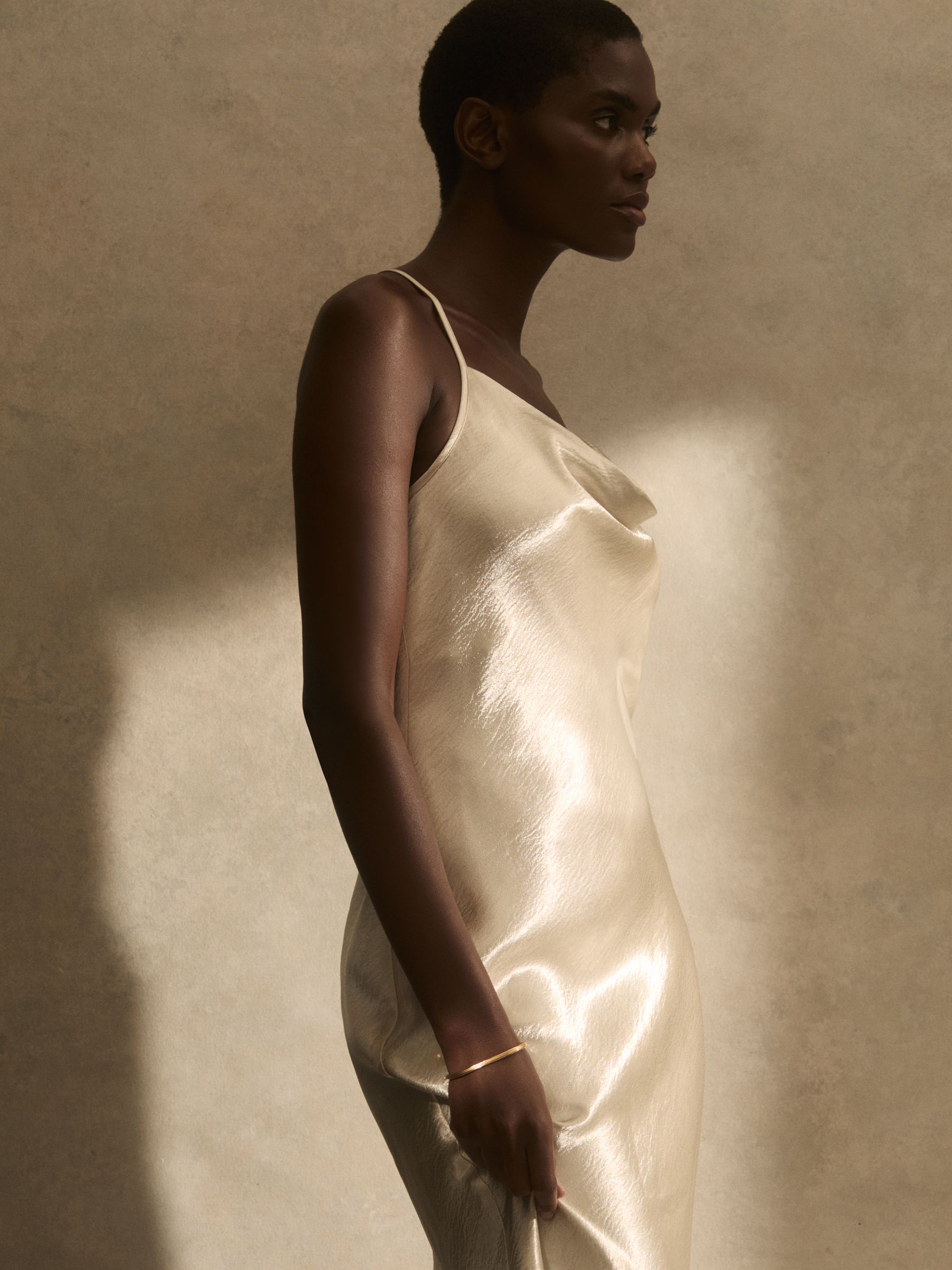 Contour Hinged Cuff in Gold Tone