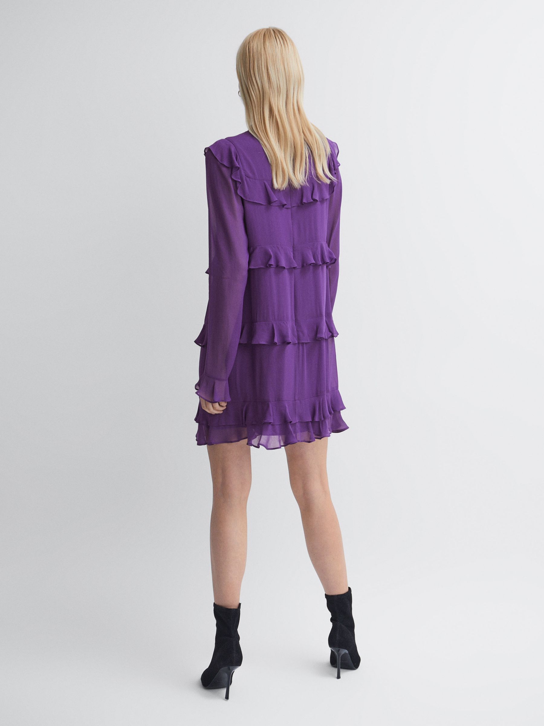 Florere Tiered Mini Dress in Dark Purple