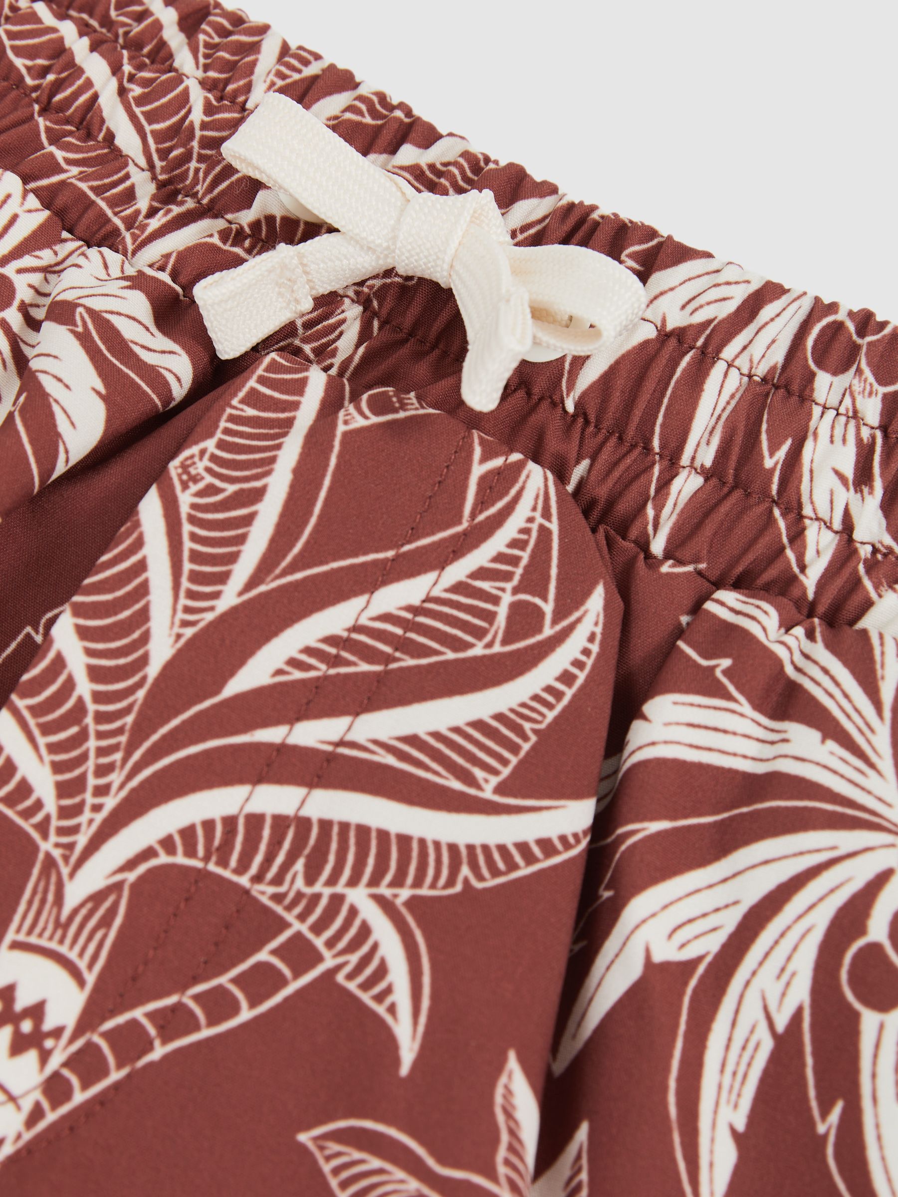 9-13 yrs Palm-Print Swim Shorts in Rust/Off White