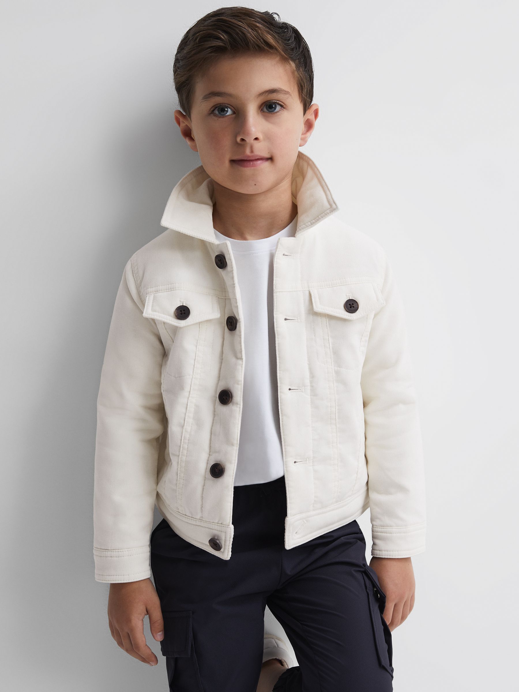 Cord Button Through Jacket in Ecru