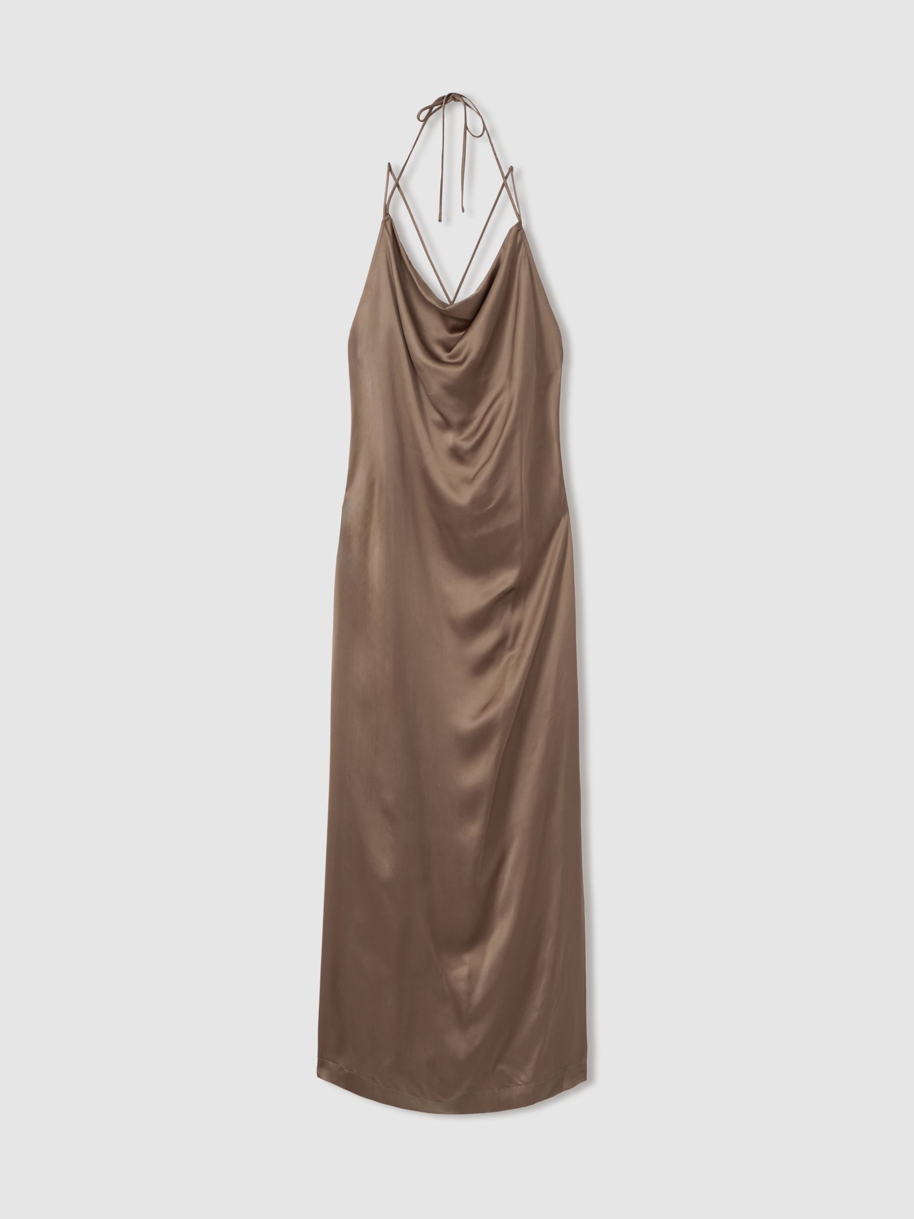 Satin Cowl Neck Maxi Dress in Mink