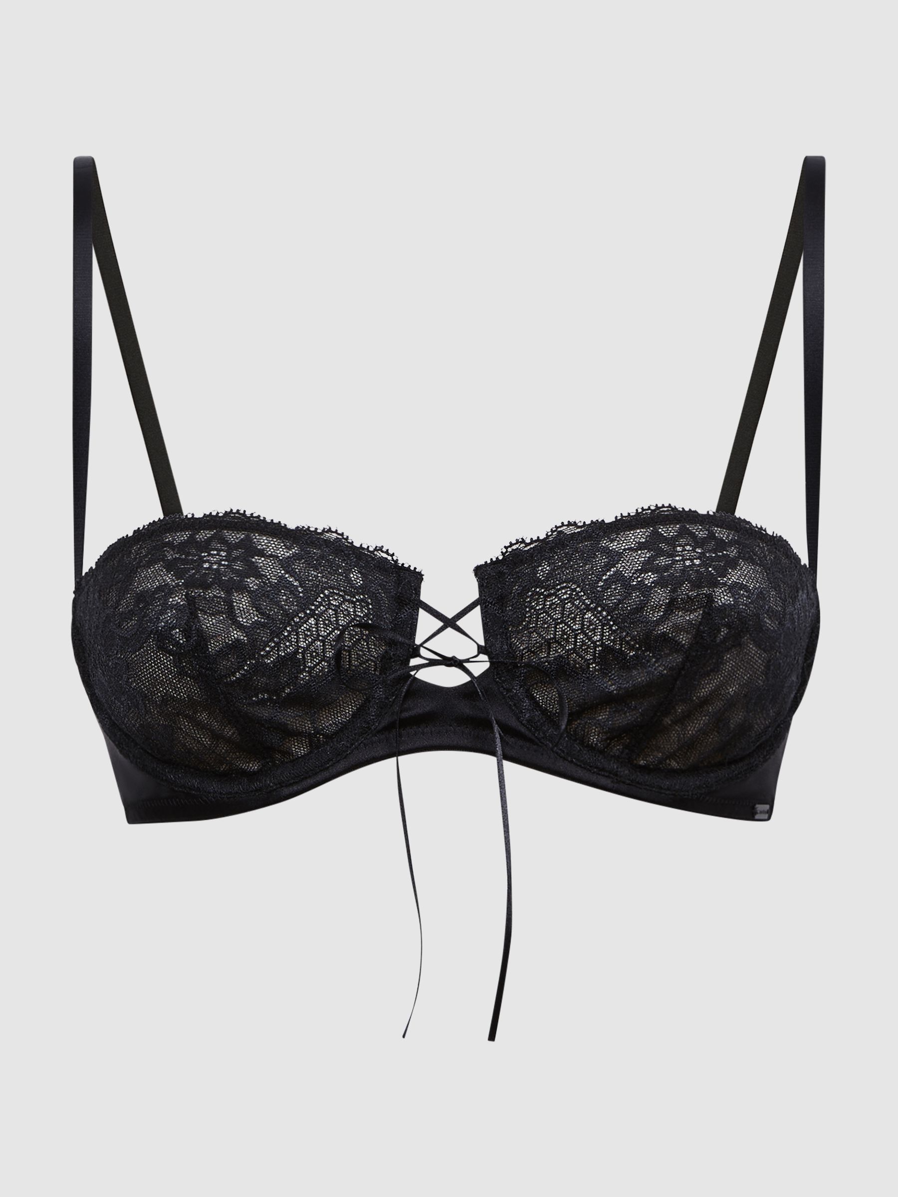 Underwear Lace Balconette Bra in Black