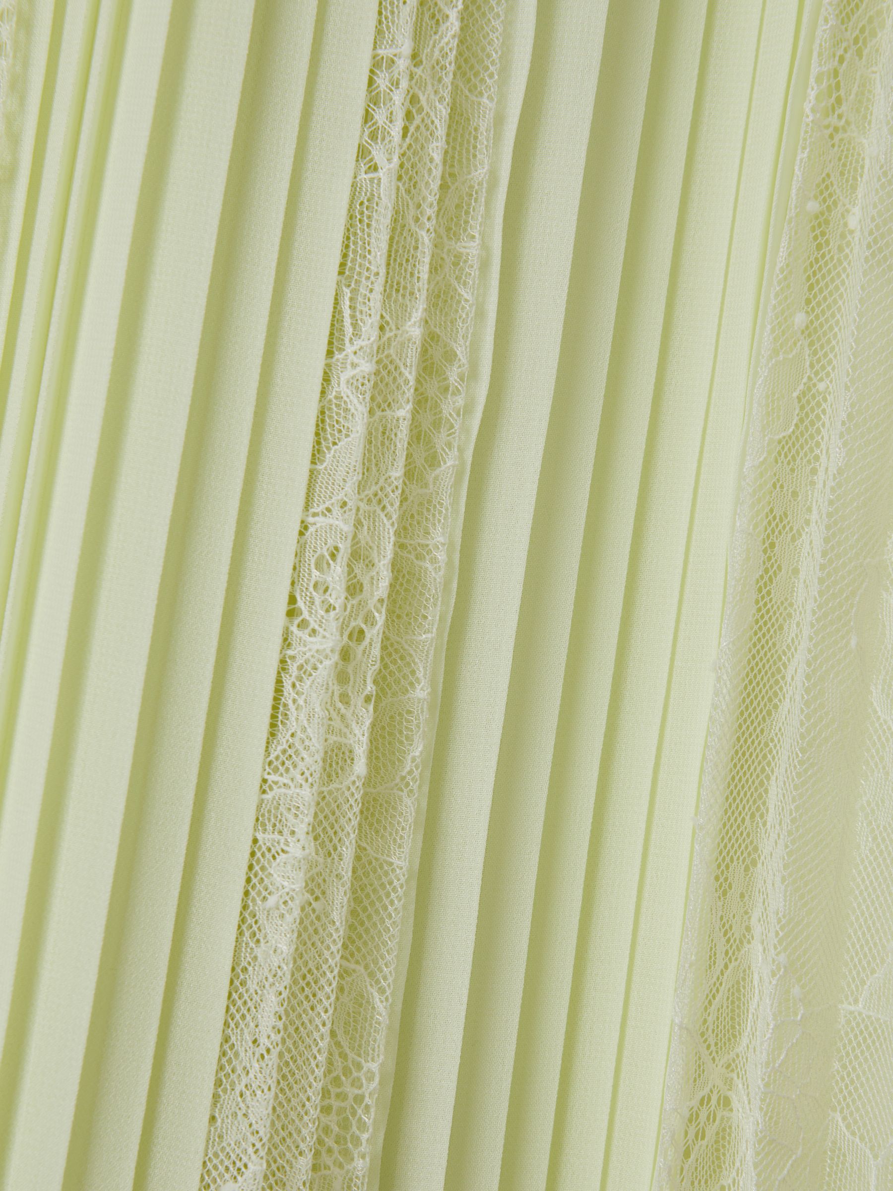 Florere Lace Pleated Midi Skirt in Pale Green